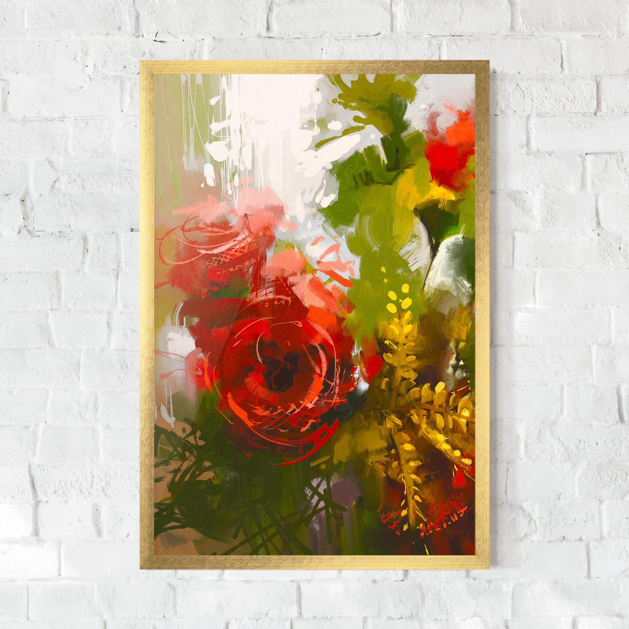 Рамкиран постер Red Rose Painting mockup 0