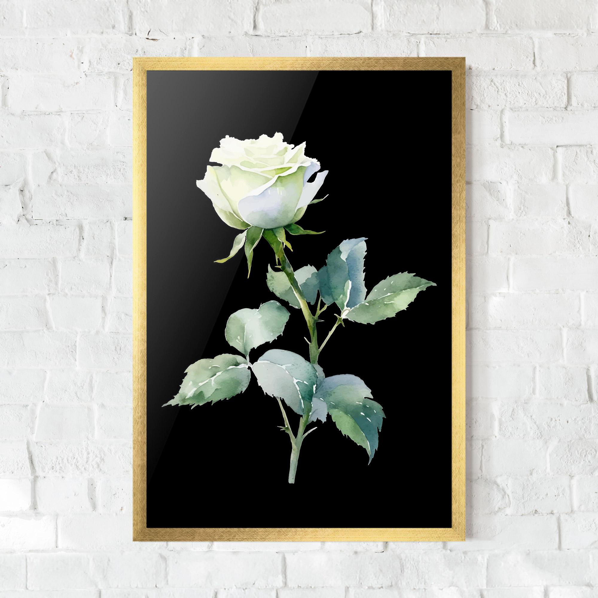 Рамкиран постер White Rose mockup 0