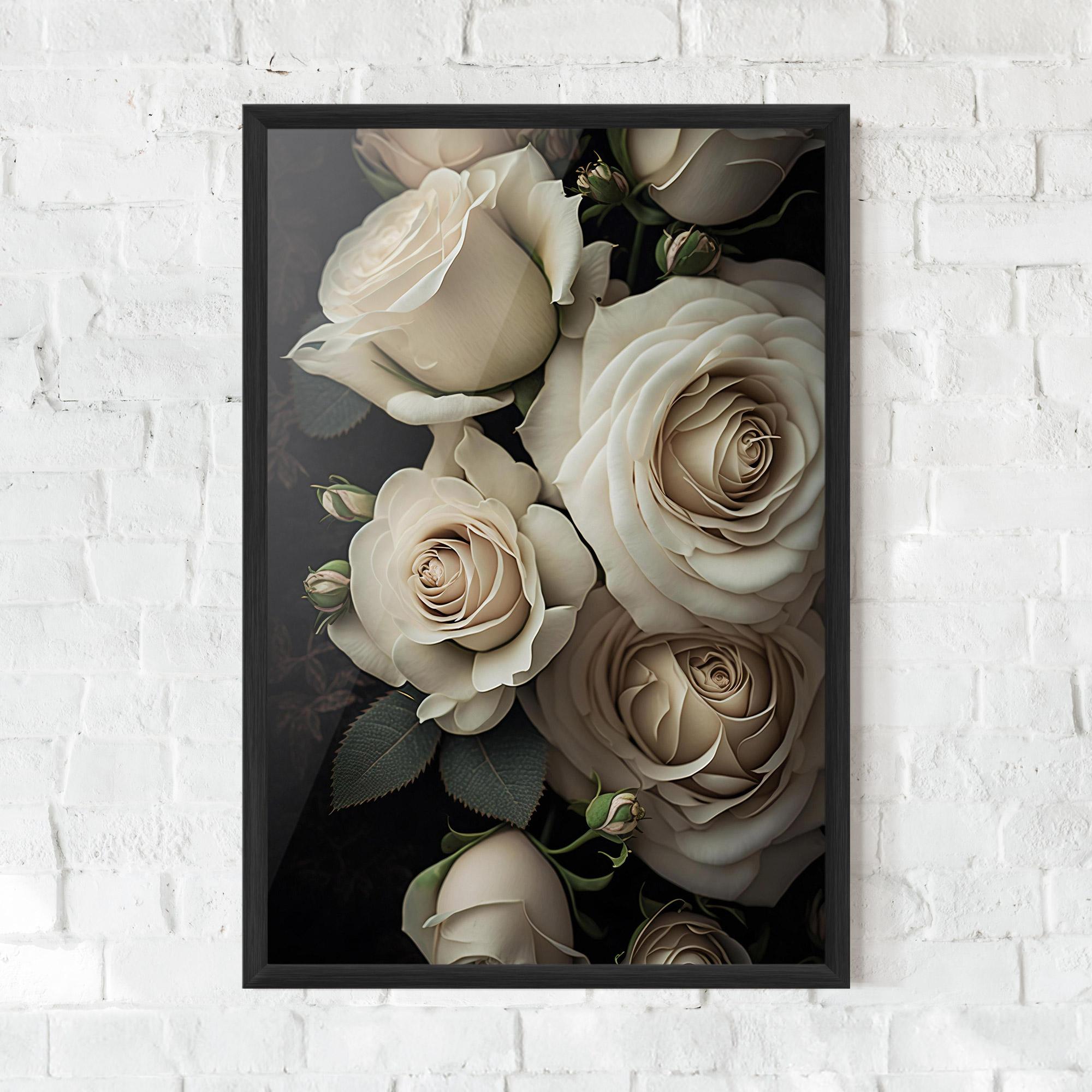 Рамкиран постер Cream Roses Close Up mockup 0