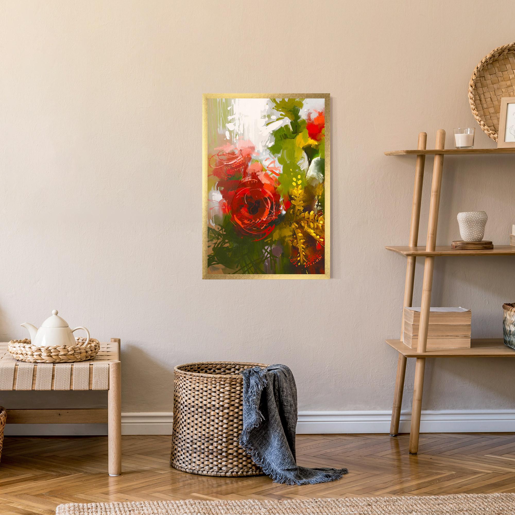 Рамкиран постер Red Rose Painting mockup 9