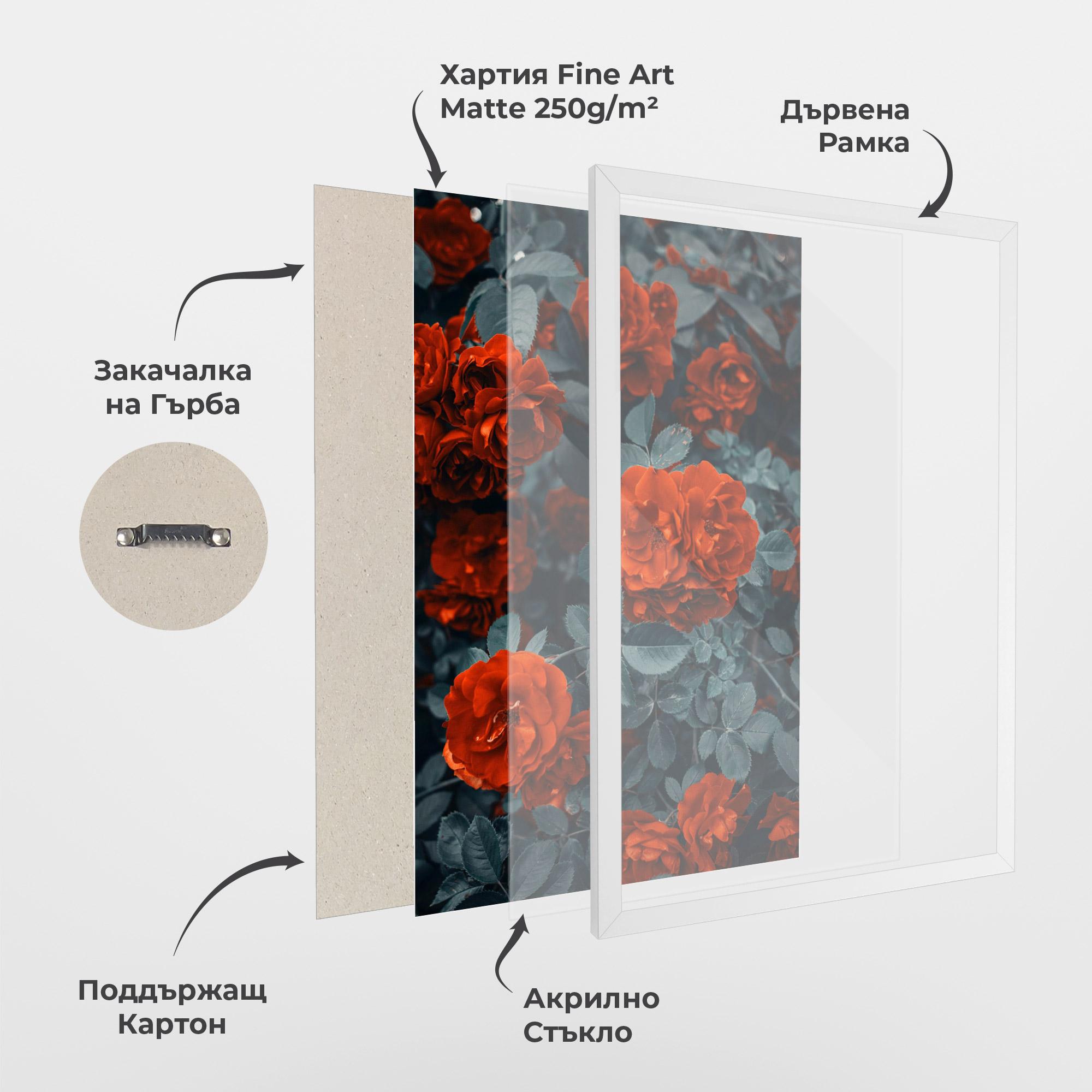 Рамкиран постер Bright Red Rose mockup 1