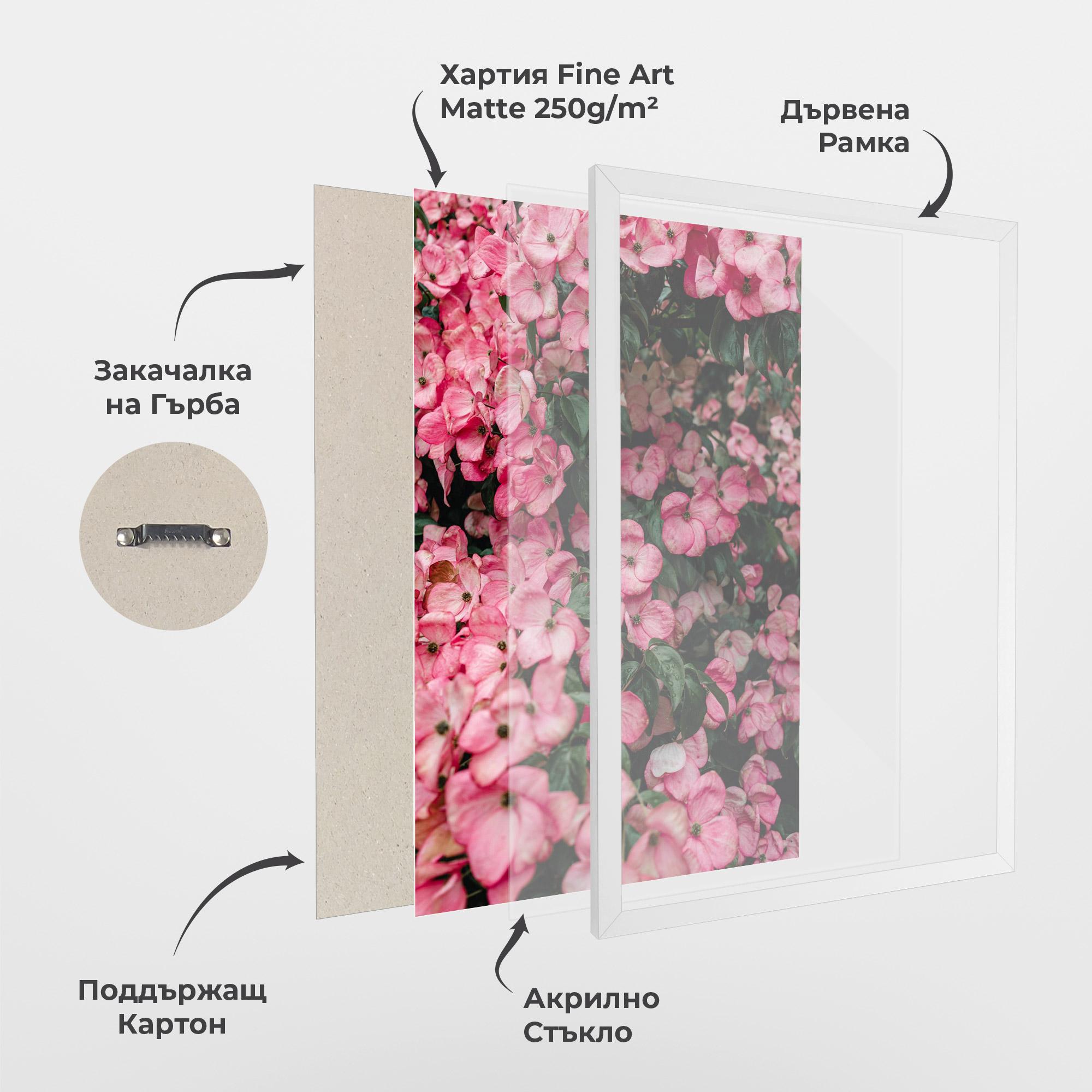 Рамкиран постер Pink Rose Flower Tree mockup 1