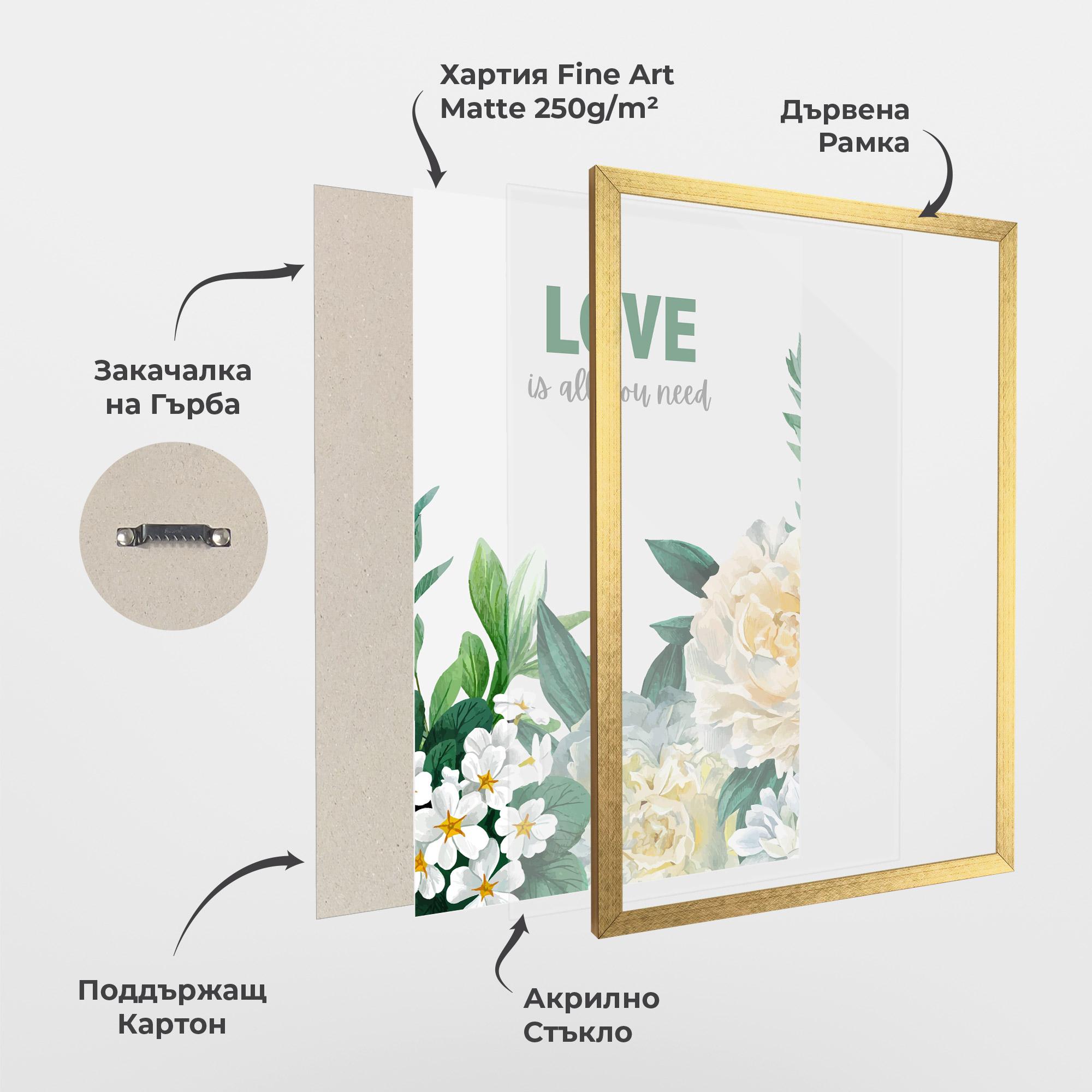 Рамкиран постер Green Rose Love mockup 1