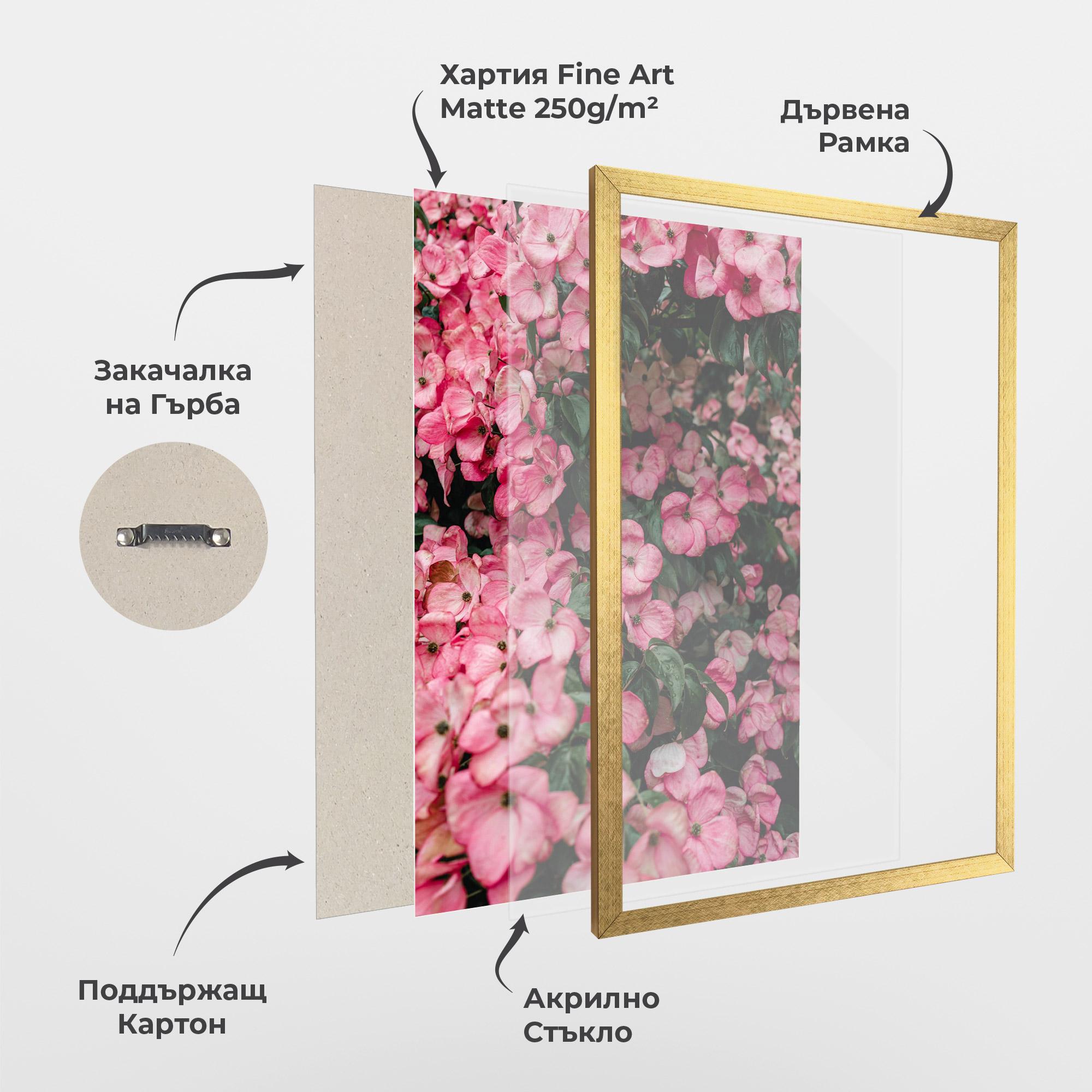 Рамкиран постер Pink Rose Flower Tree mockup 1