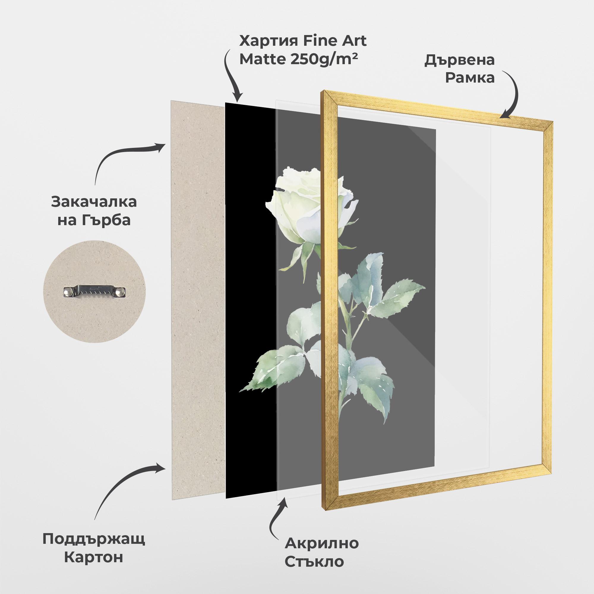 Рамкиран постер White Rose mockup 1