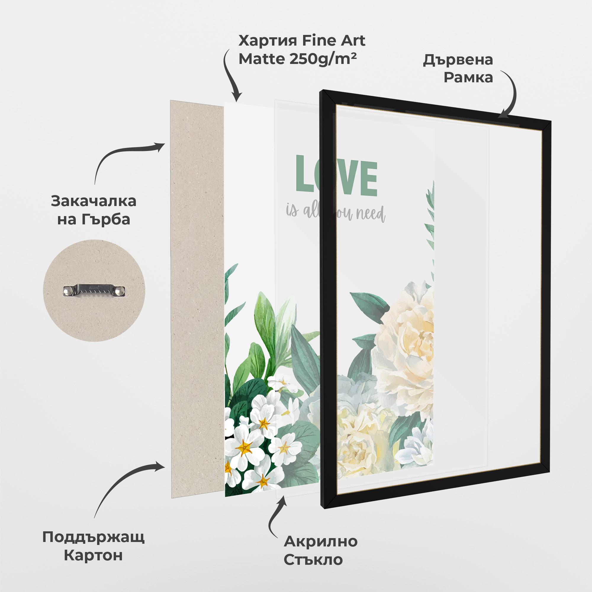 Рамкиран постер Green Rose Love mockup 1