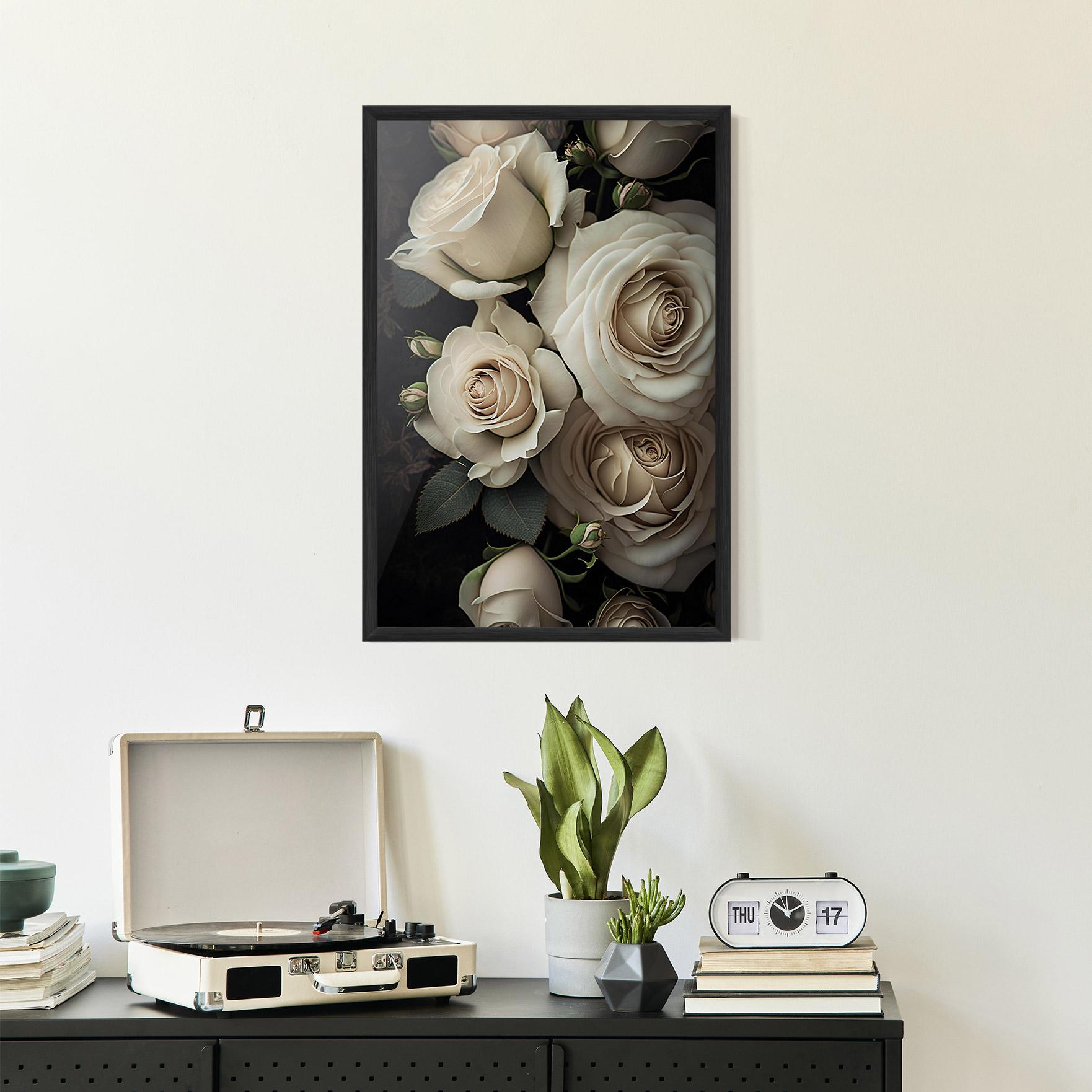 Рамкиран постер Cream Roses Close Up mockup 2