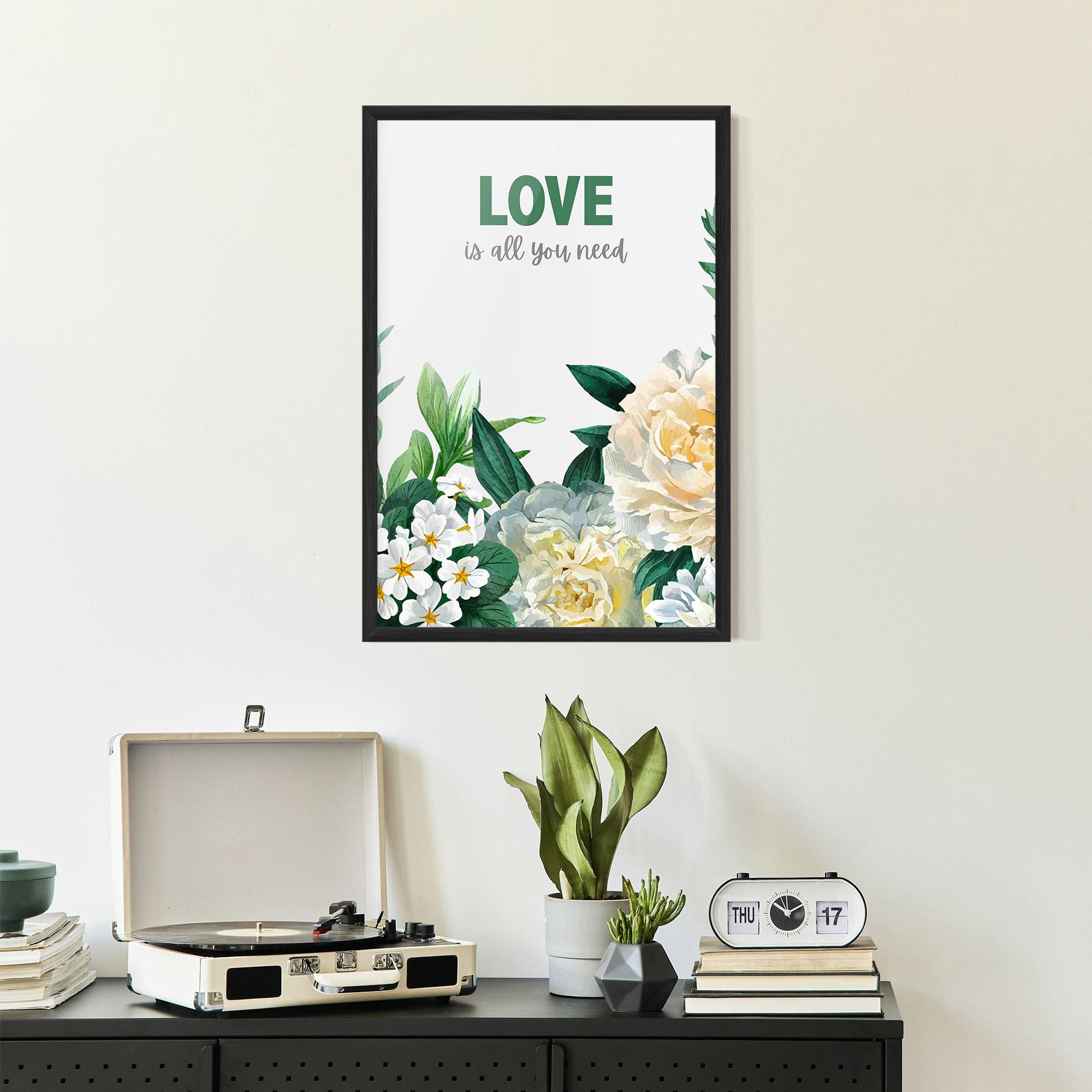 Рамкиран постер Green Rose Love mockup 2