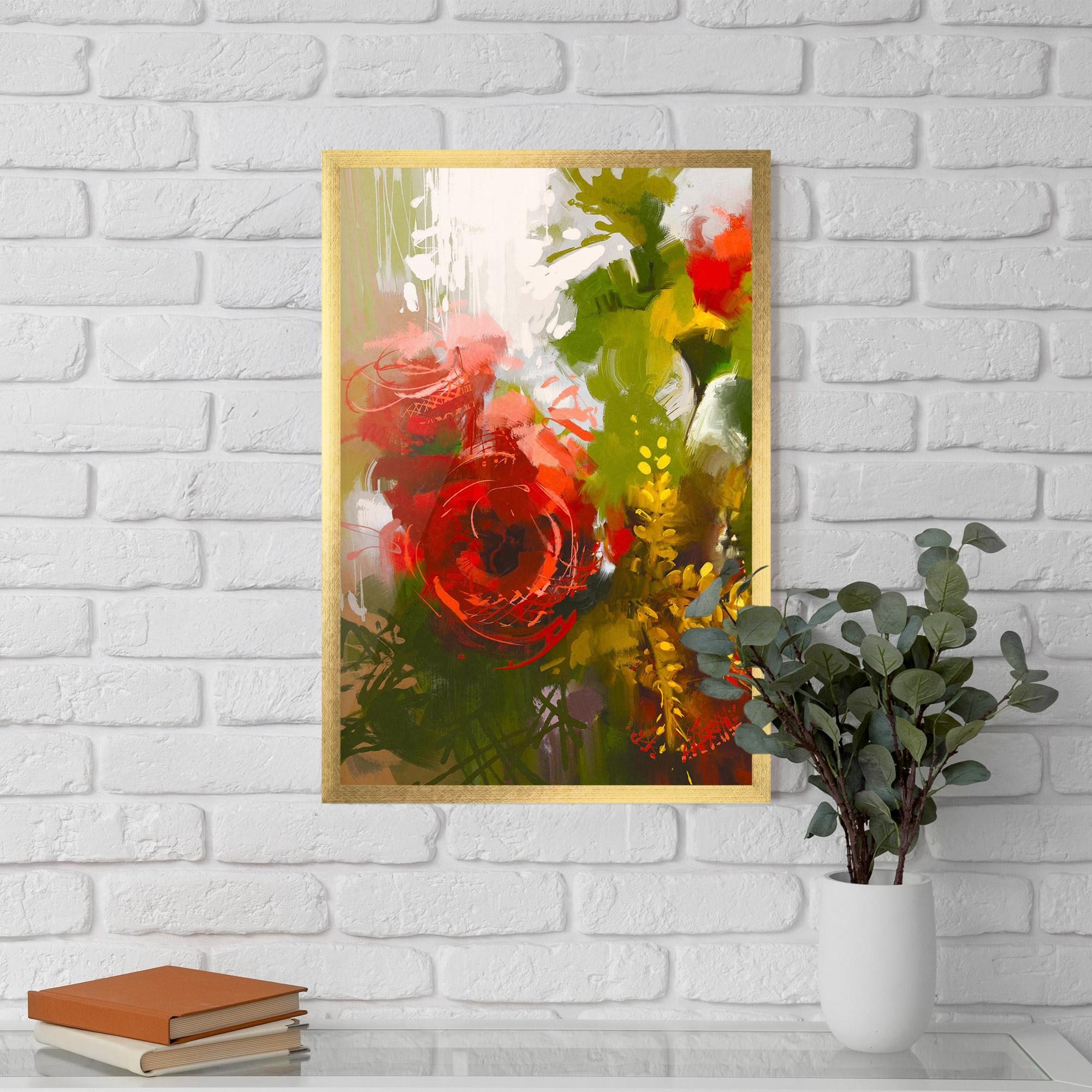 Рамкиран постер Red Rose Painting mockup 5