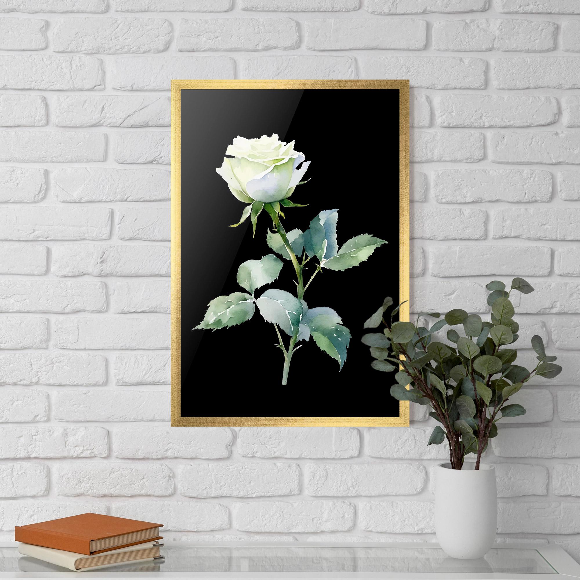 Рамкиран постер White Rose mockup 5