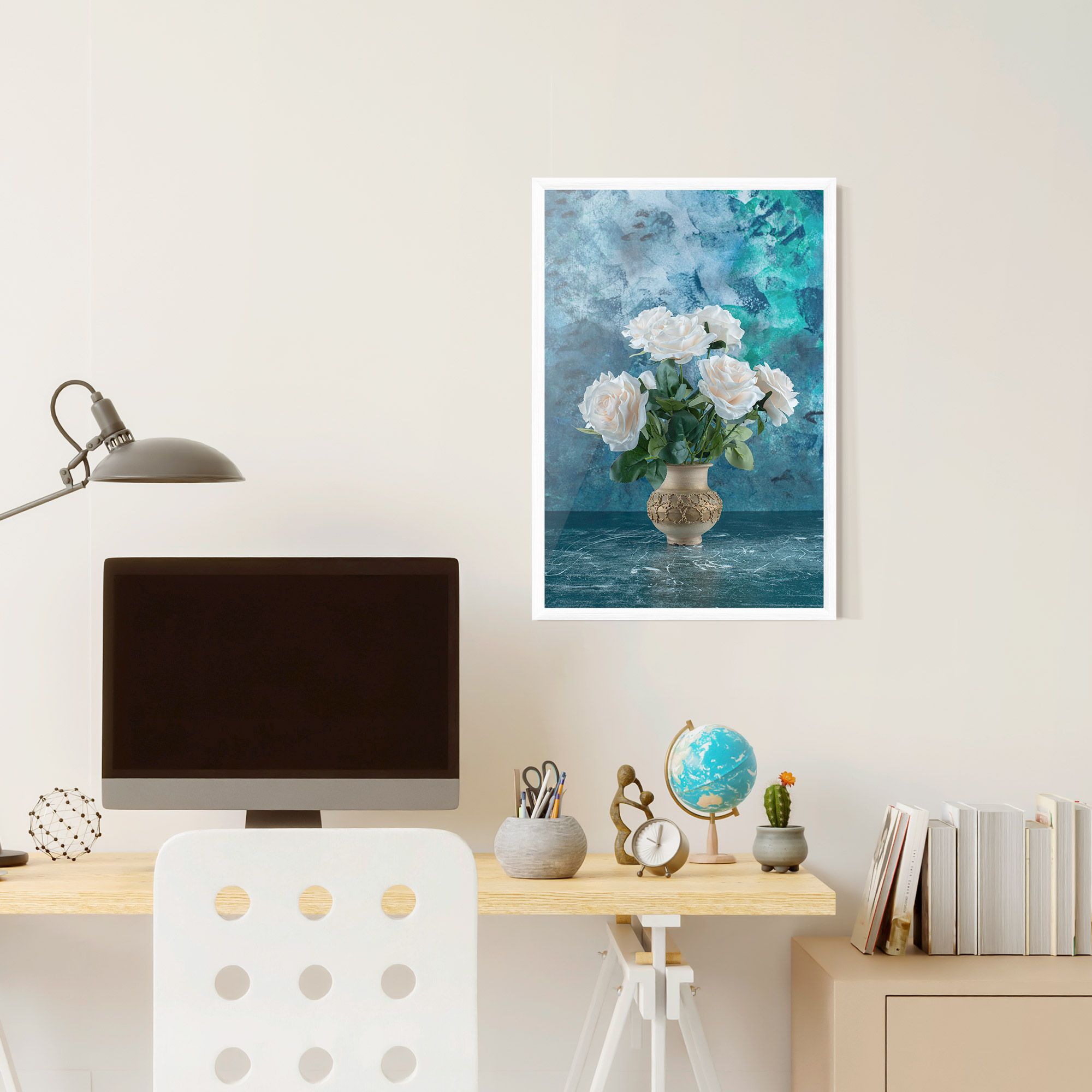 White Roses On Blue mockup 6