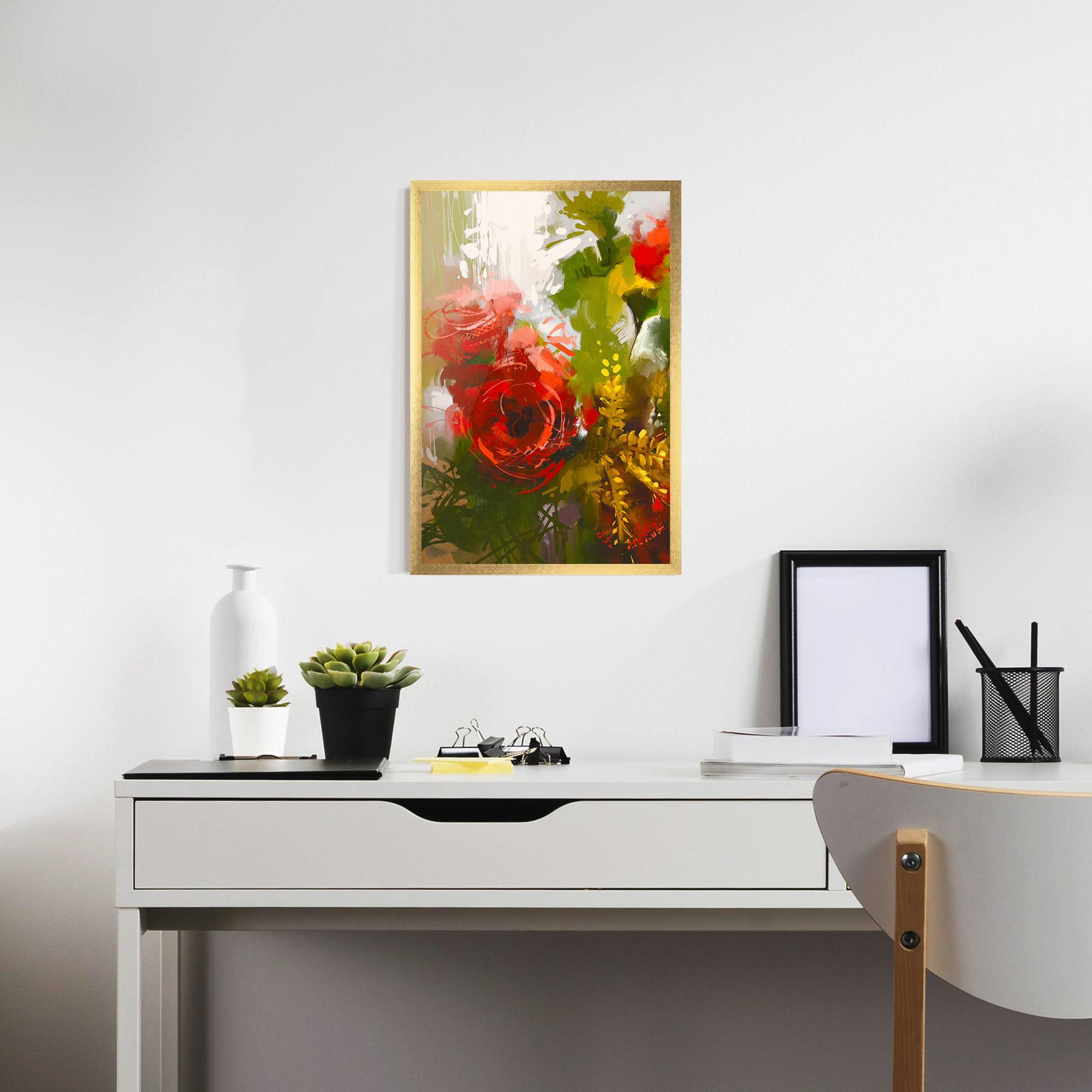 Рамкиран постер Red Rose Painting mockup 7