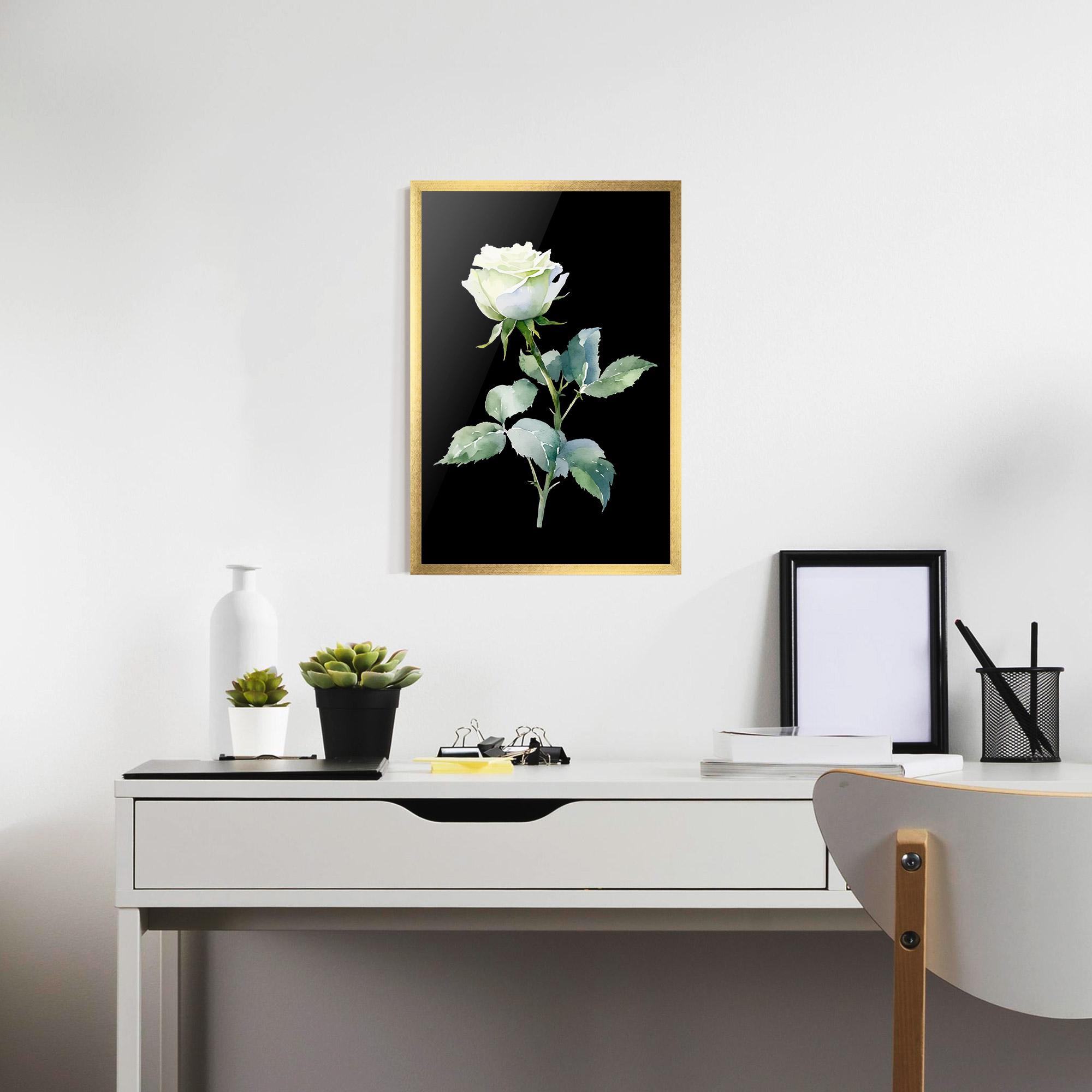Рамкиран постер White Rose mockup 7