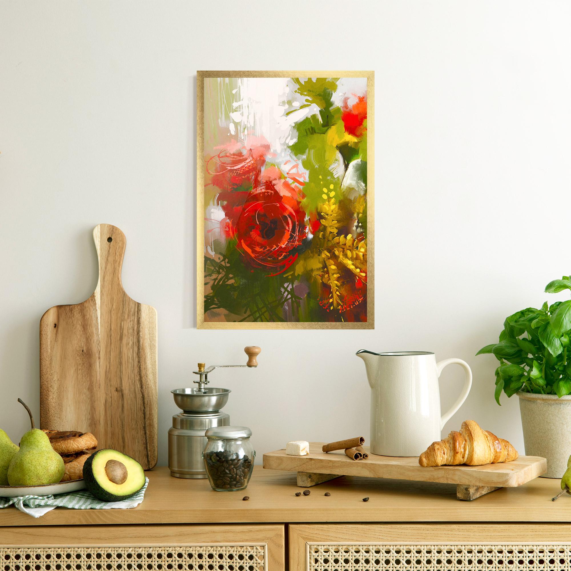 Рамкиран постер Red Rose Painting mockup 8