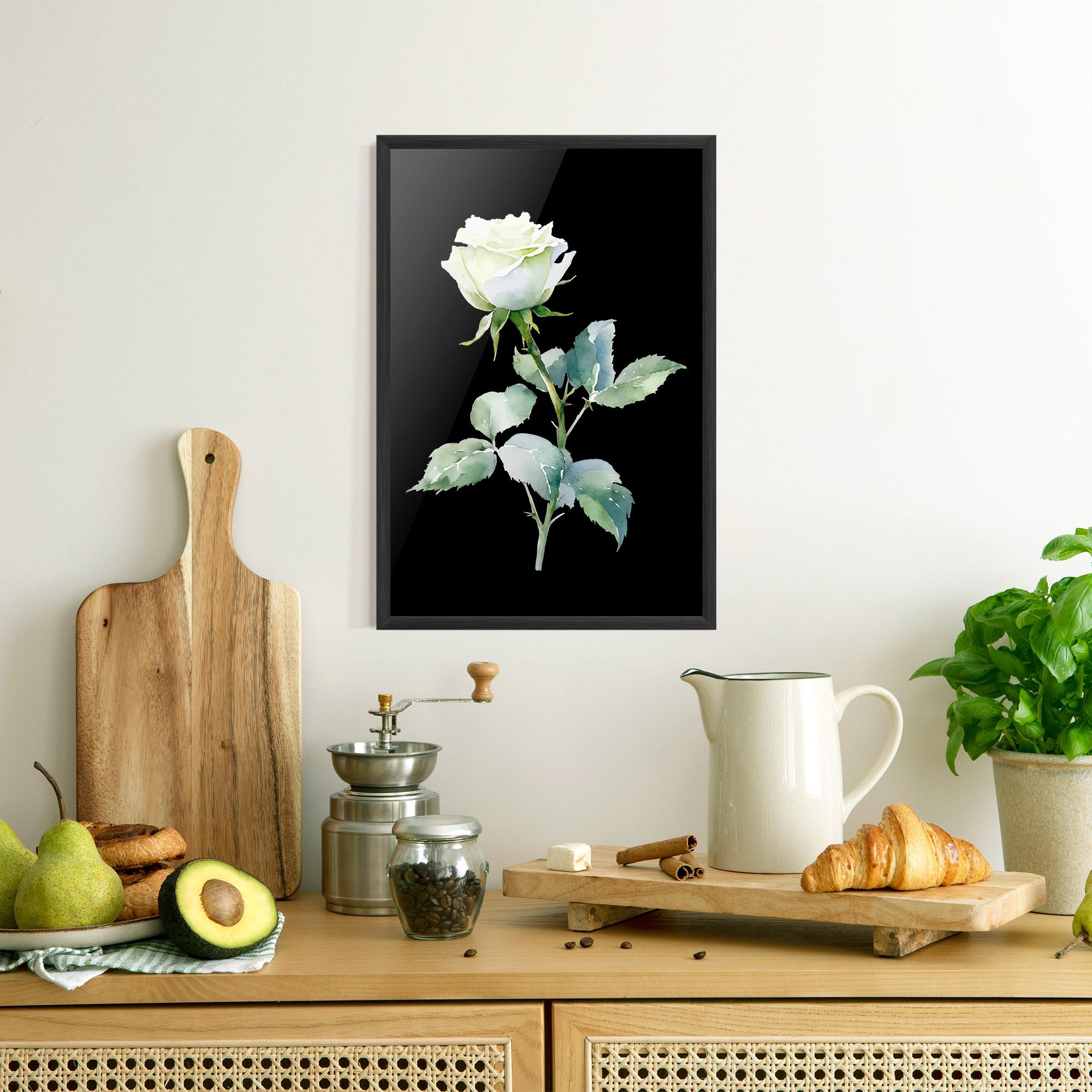 Рамкиран постер White Rose mockup 8