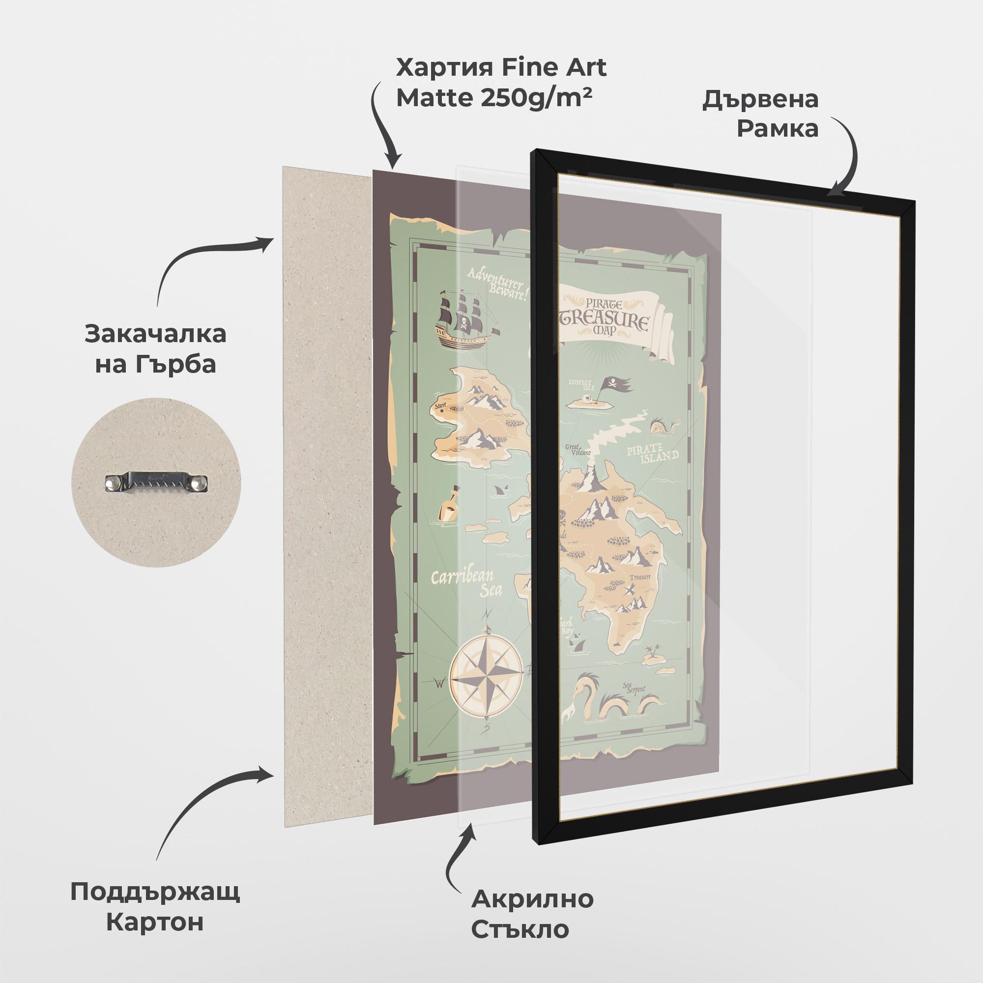 Рамкиран постер Adventurer Beware mockup 1