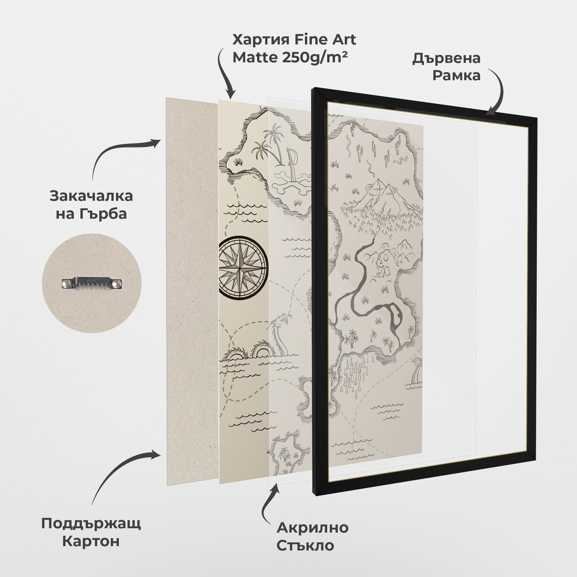 Рамкиран постер Cream Island Map mockup 1