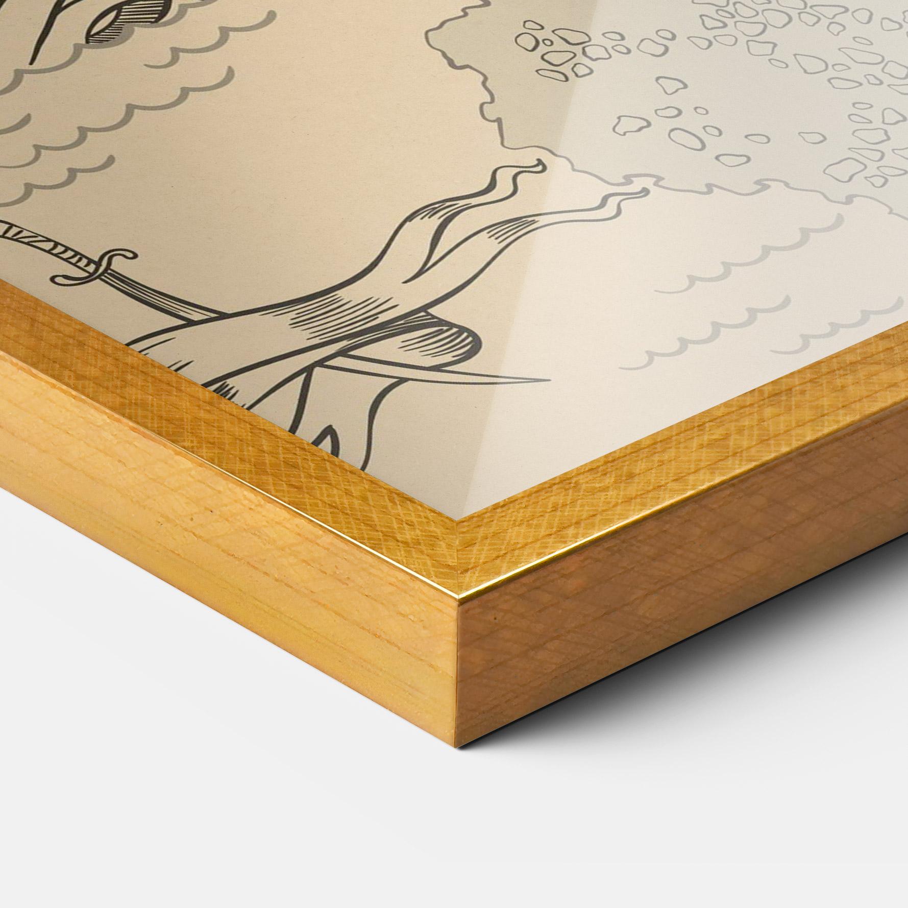 Рамкиран постер Island Old Map mockup 3