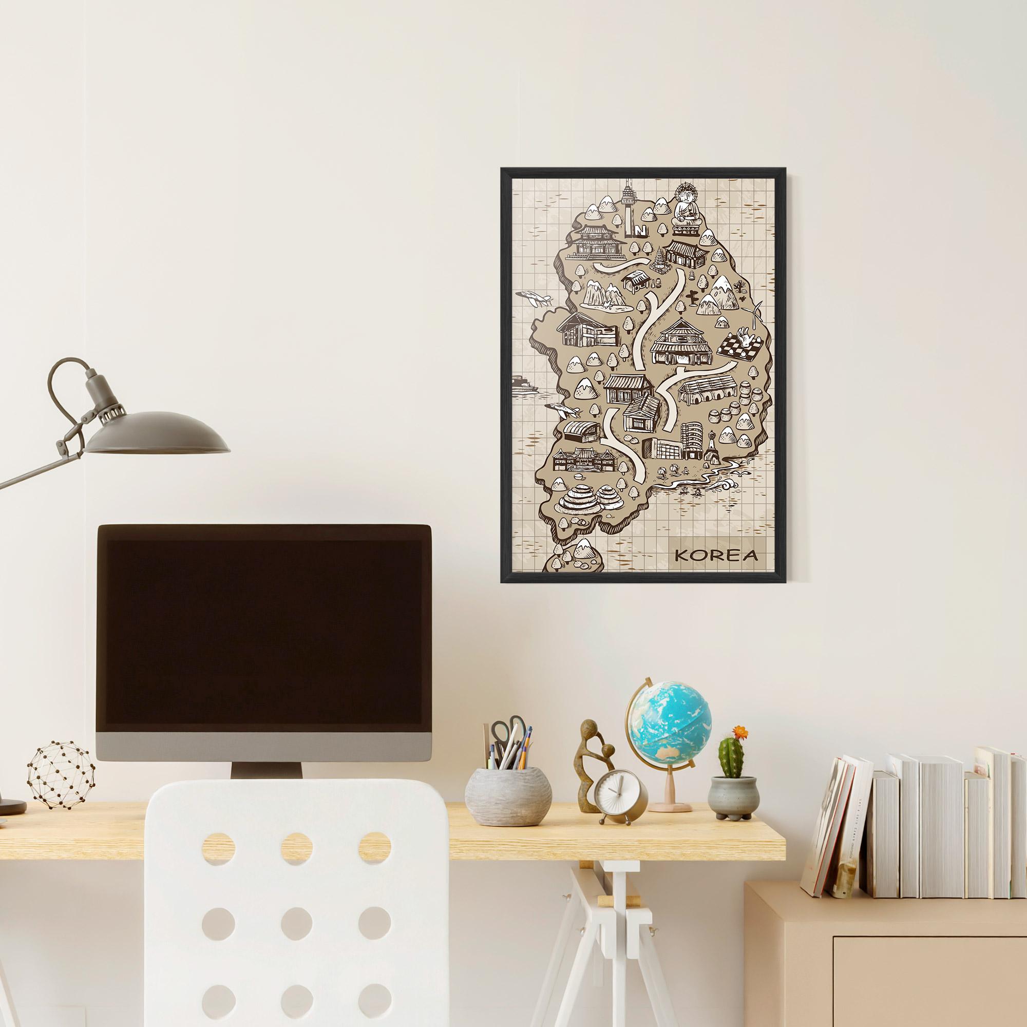 Рамкиран постер Old Korea Map mockup 6