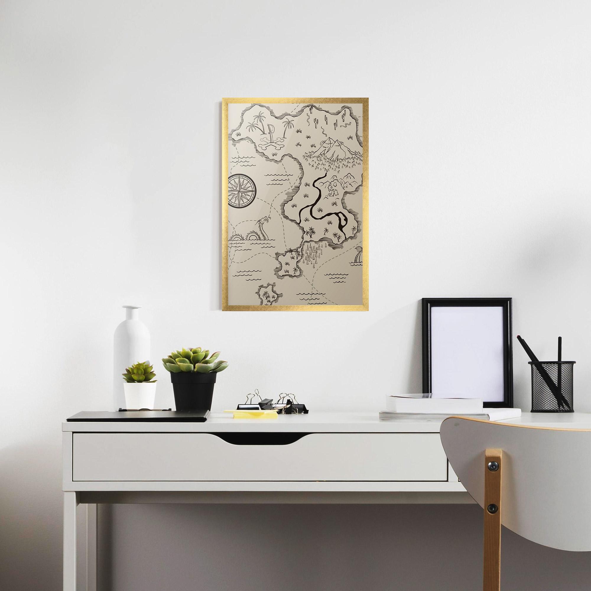 Рамкиран постер Cream Island Map mockup 7