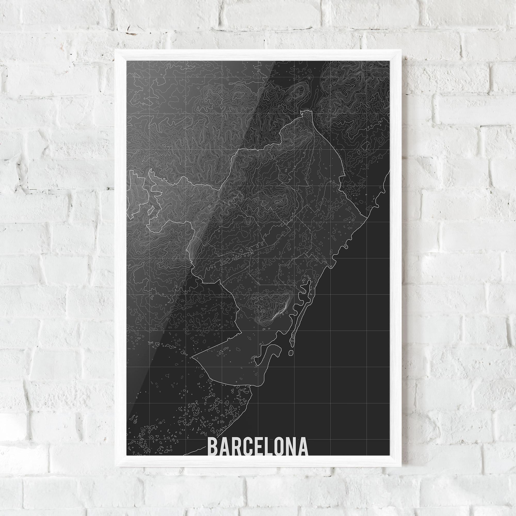 Рамкиран постер Barcelona Grey Map mockup 0