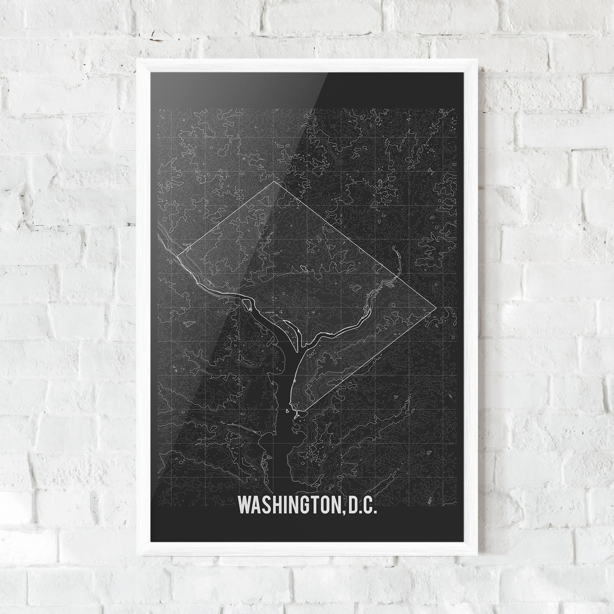 Рамкиран постер Washington Grey Map mockup 0