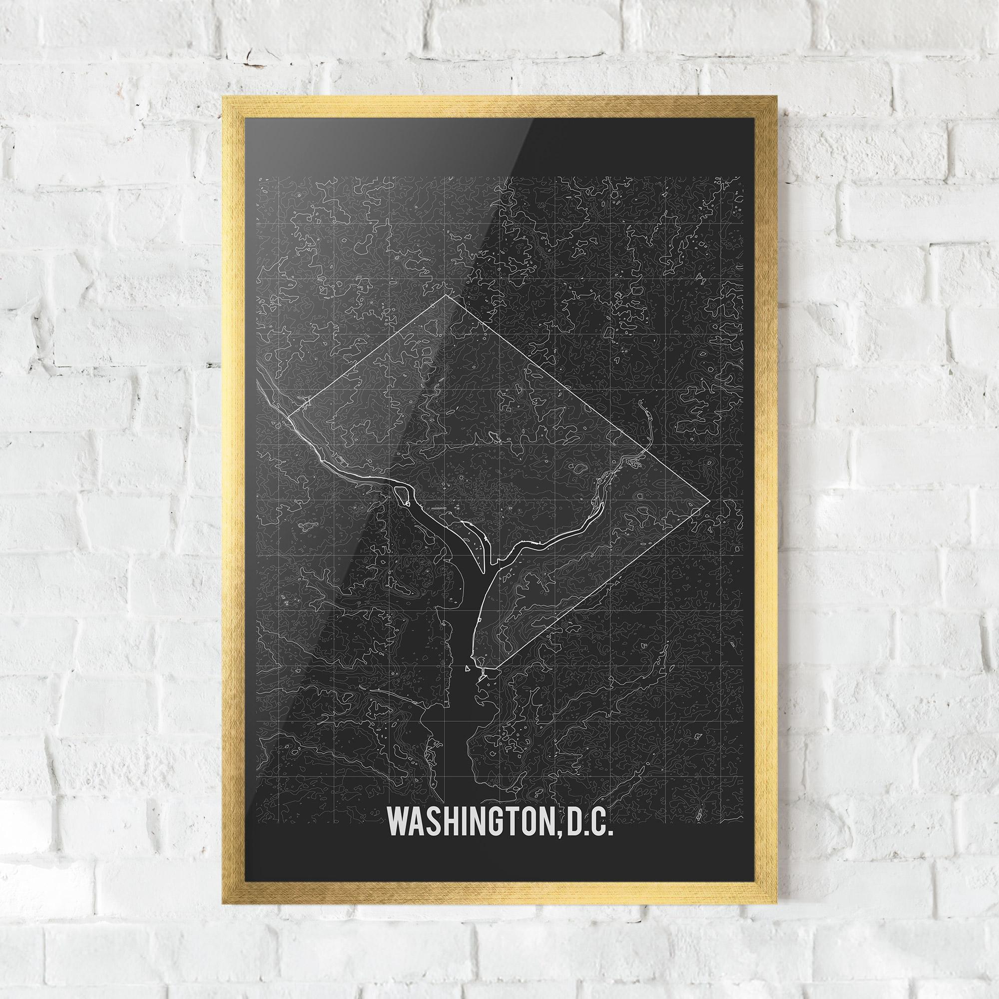 Рамкиран постер Washington Grey Map mockup 0