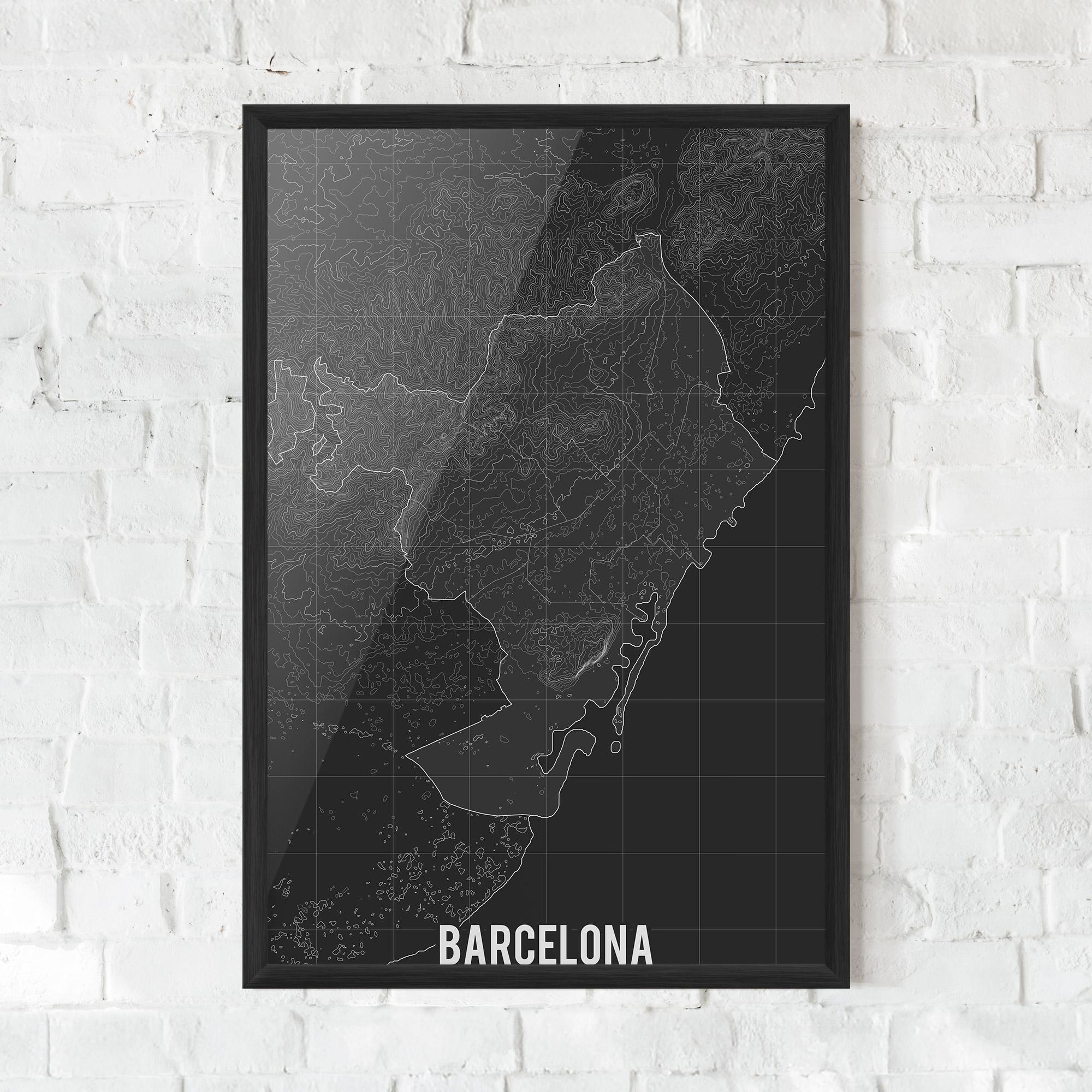 Рамкиран постер Barcelona Grey Map mockup 0