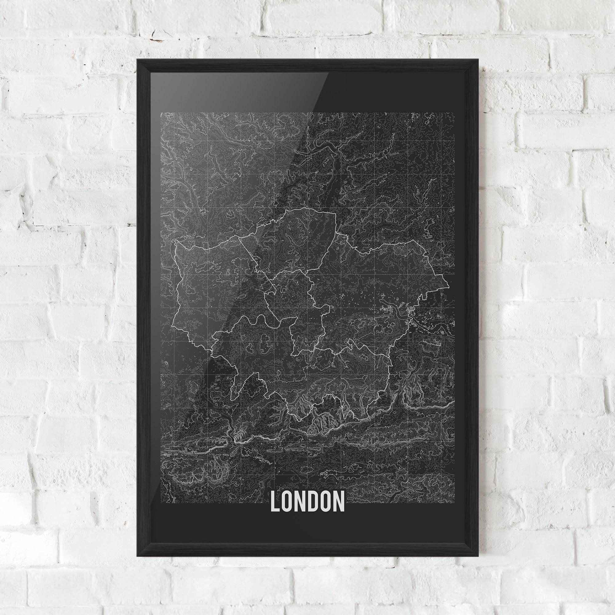 Рамкиран постер London Grey Map mockup 0