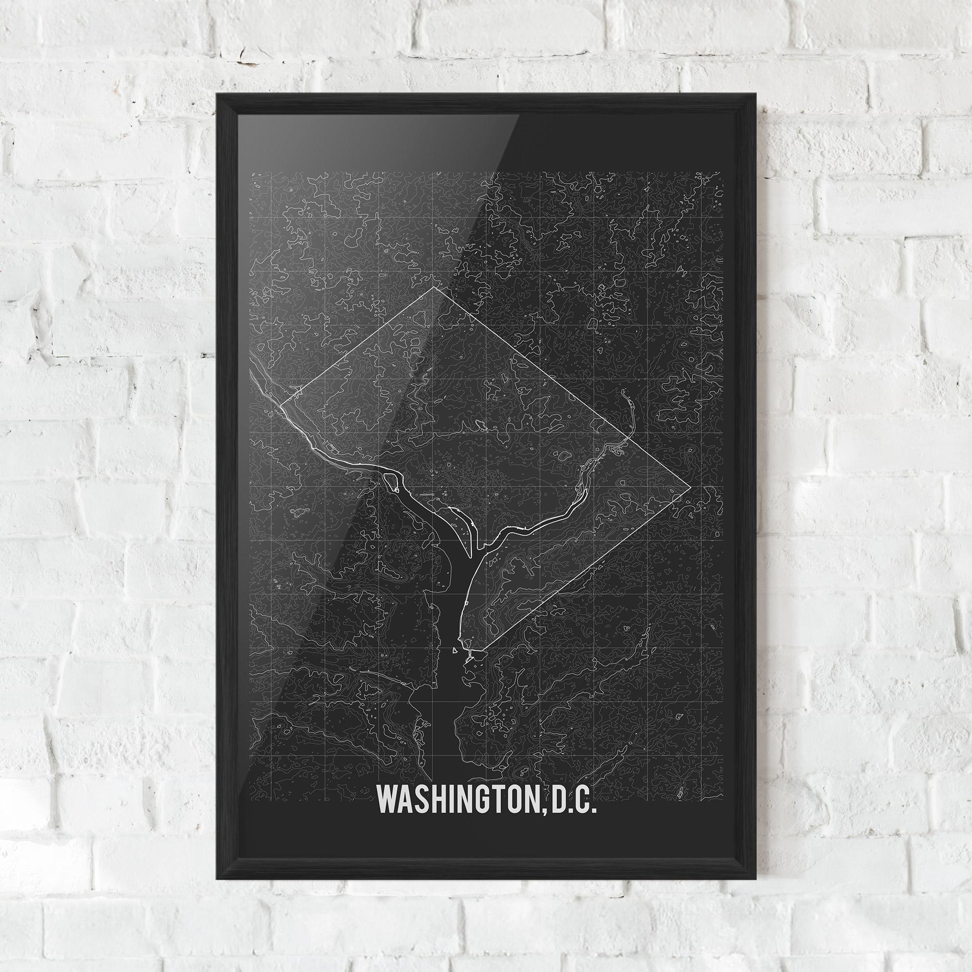 Рамкиран постер Washington Grey Map mockup 0