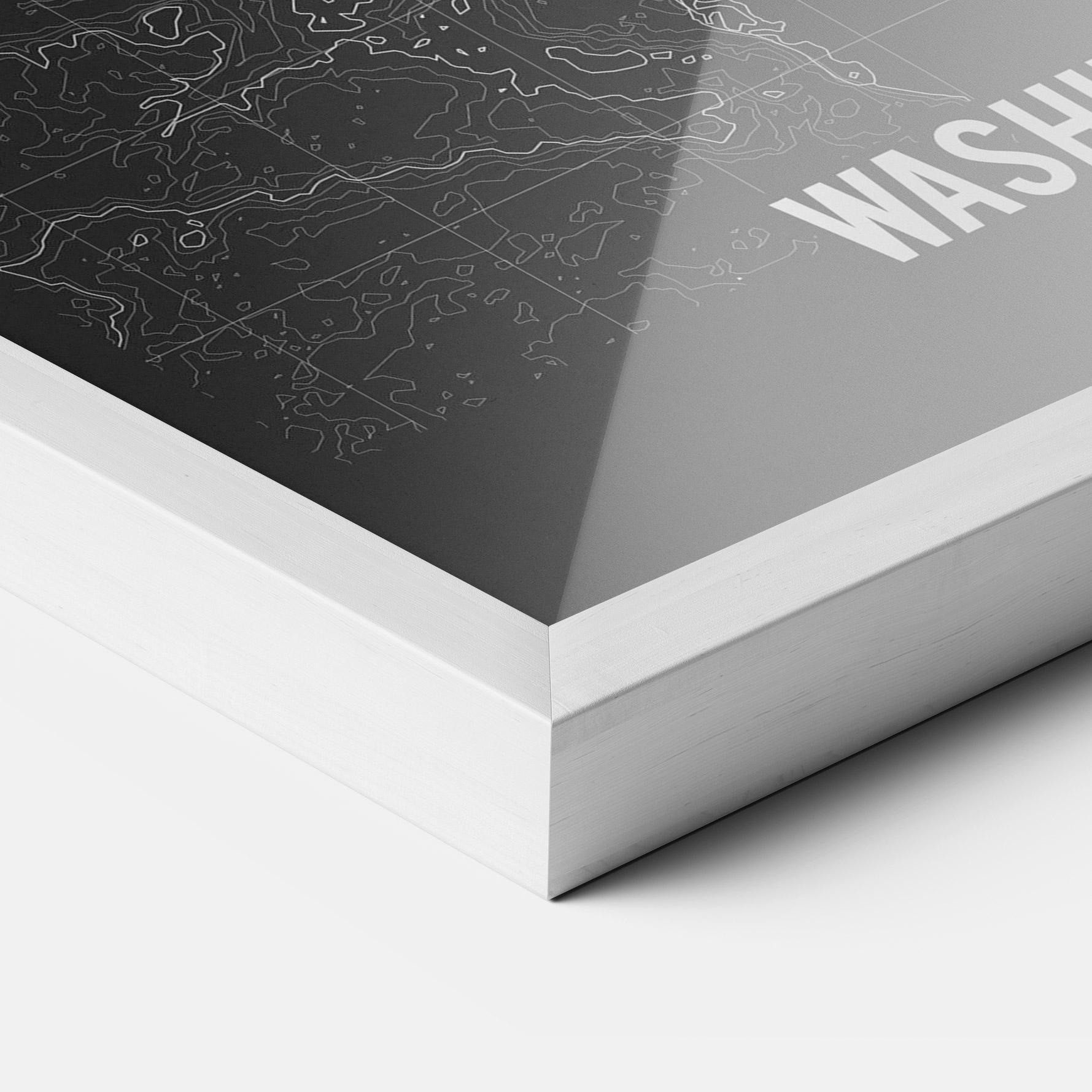 Рамкиран постер Washington Grey Map mockup 3