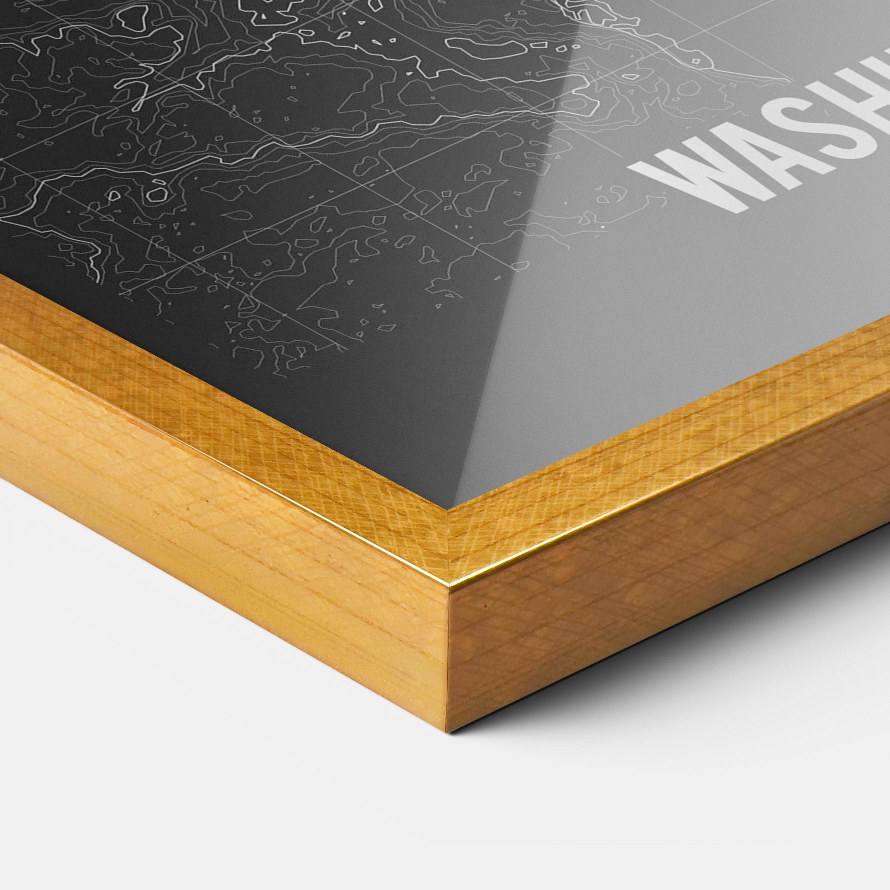 Рамкиран постер Washington Grey Map mockup 3