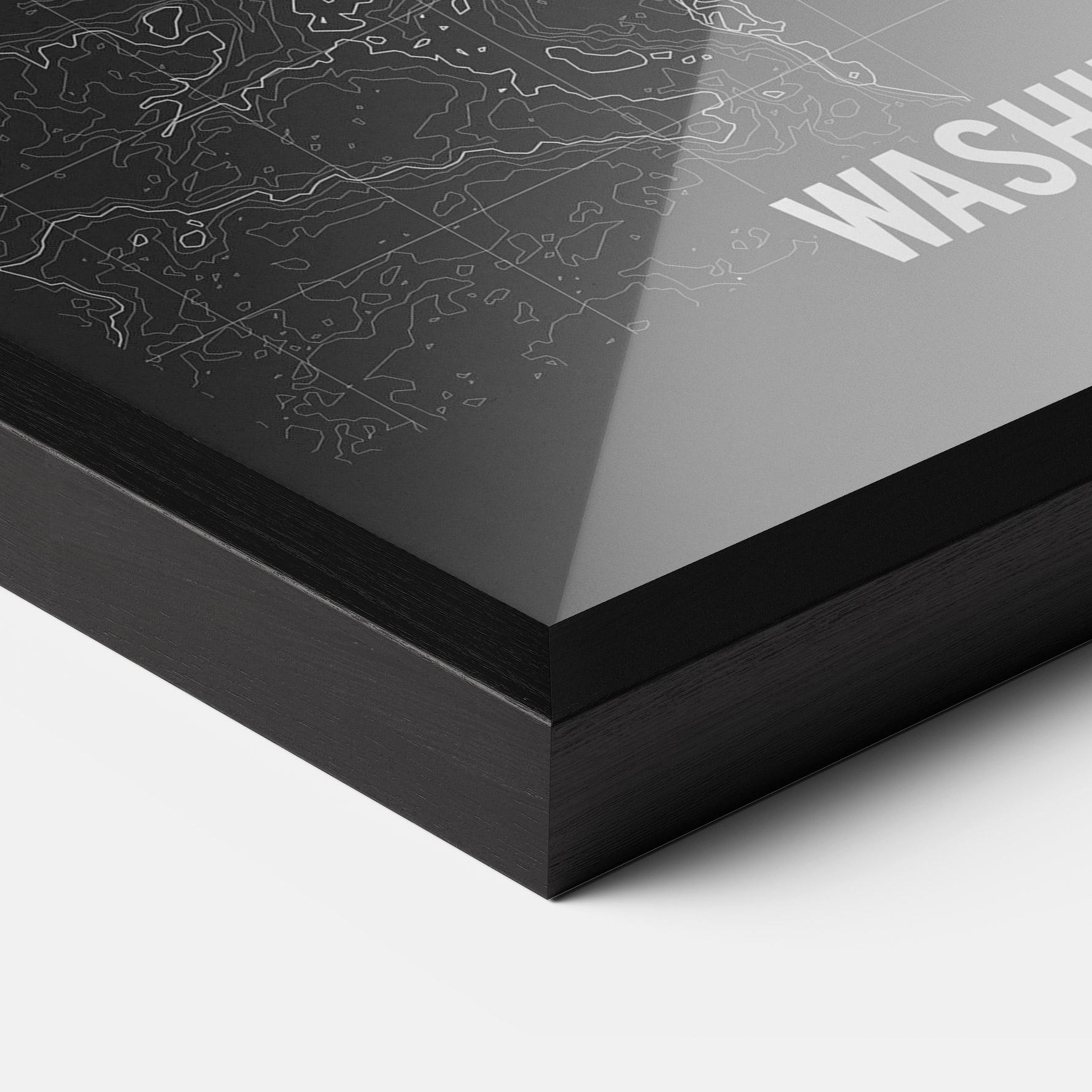 Рамкиран постер Washington Grey Map mockup 3