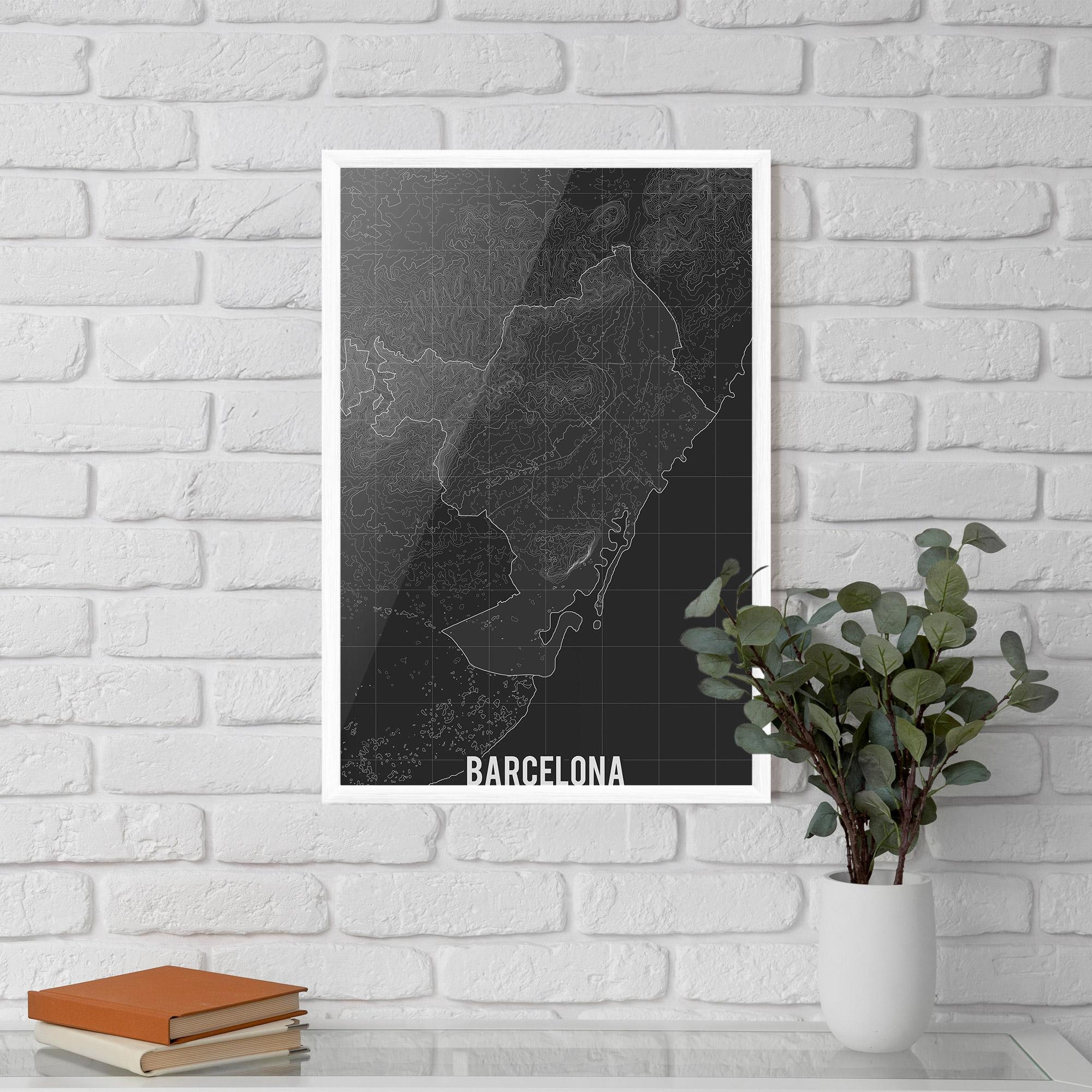 Рамкиран постер Barcelona Grey Map mockup 5