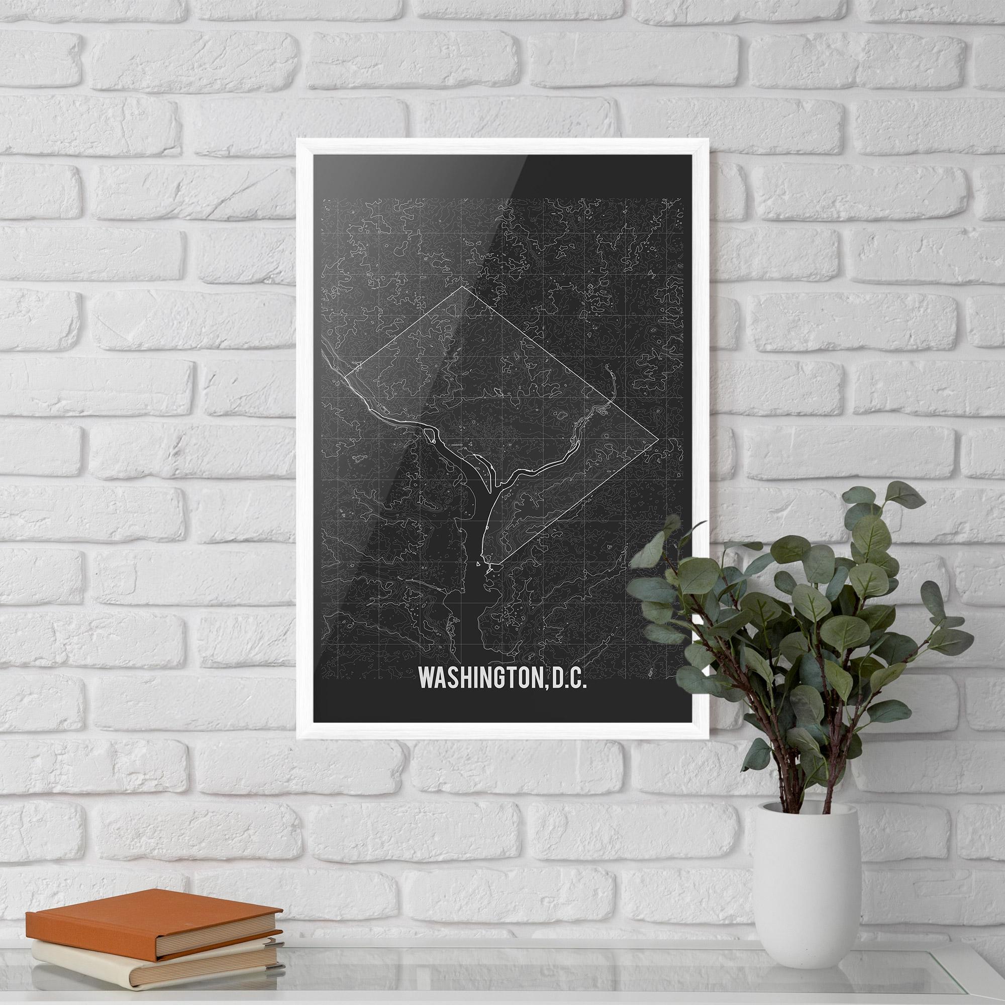 Рамкиран постер Washington Grey Map mockup 5