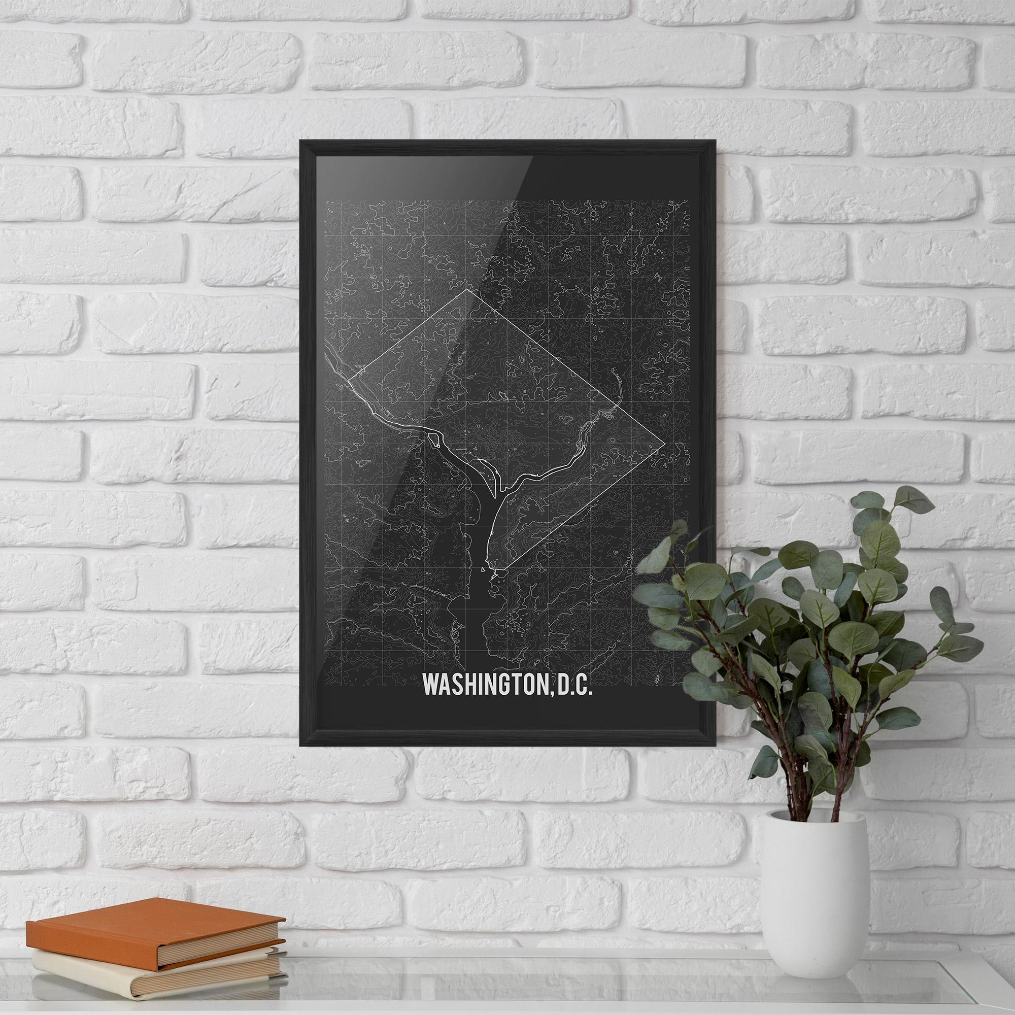 Рамкиран постер Washington Grey Map mockup 5