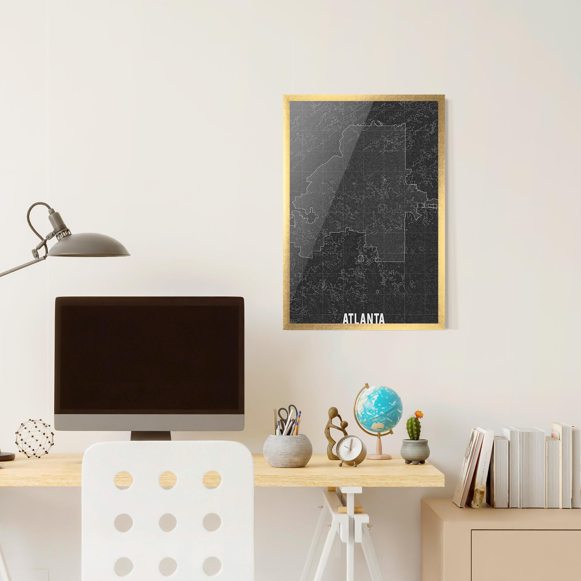 Рамкиран постер Atlana Grey Map mockup 6