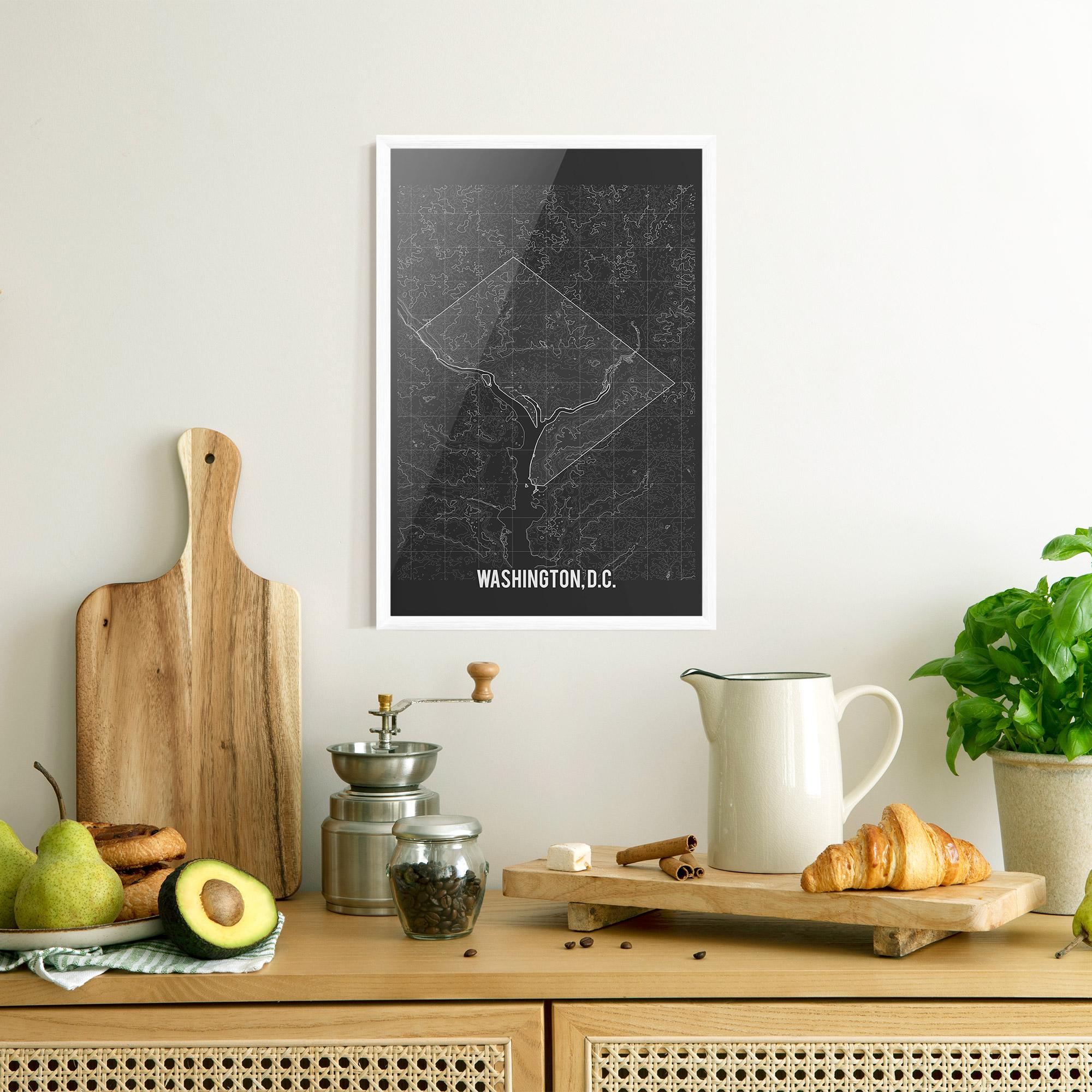 Рамкиран постер Washington Grey Map mockup 8