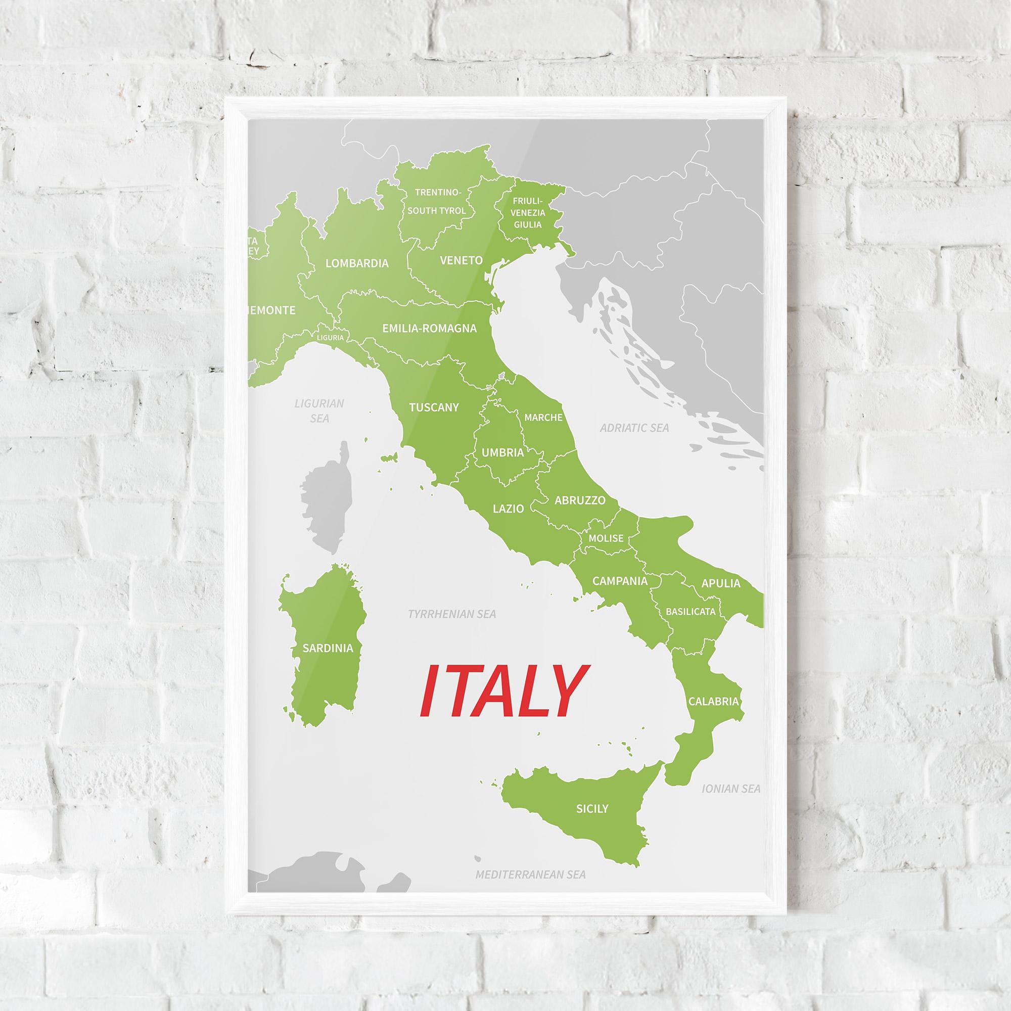 Рамкиран постер Italy Green Map mockup 0