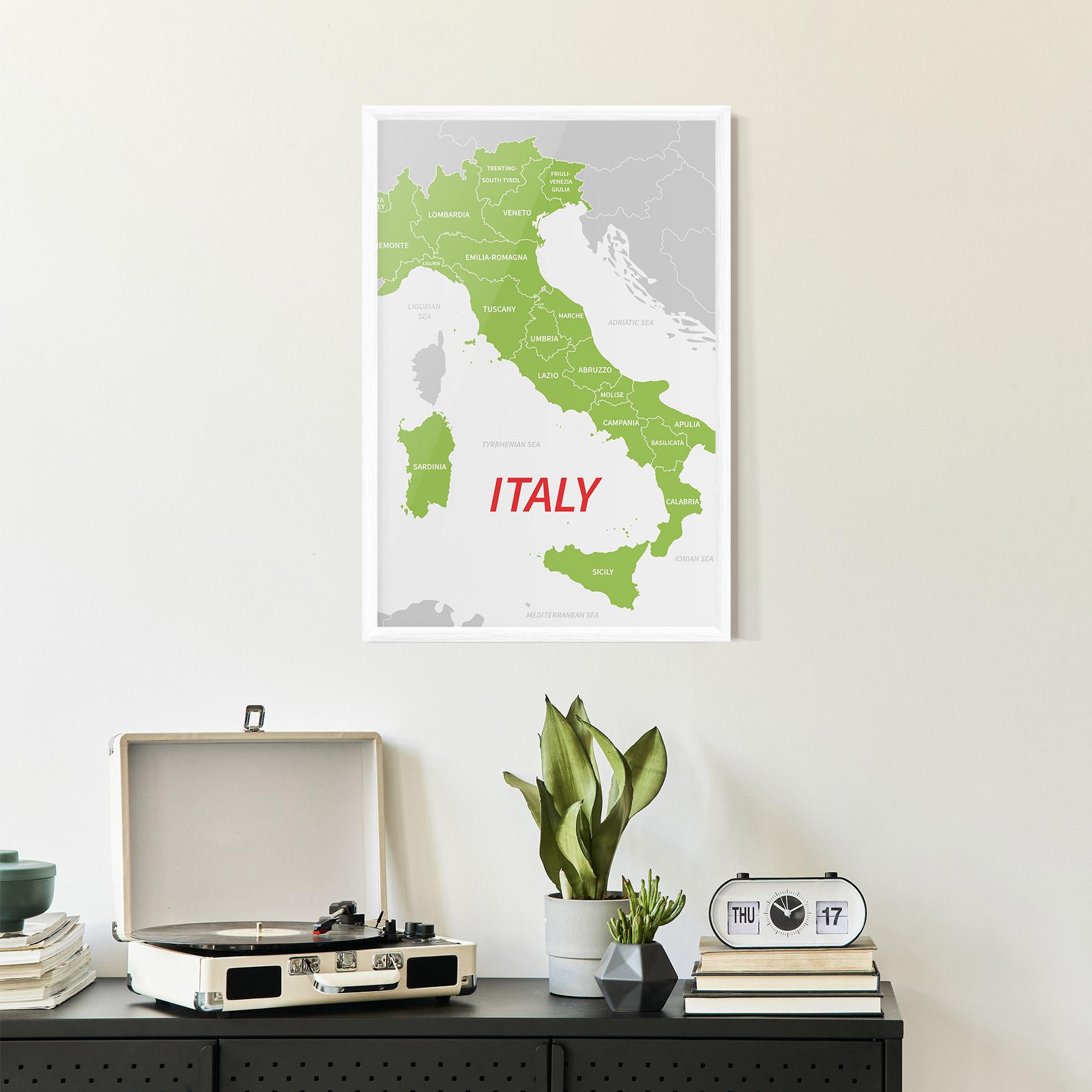 Рамкиран постер Italy Green Map mockup 2