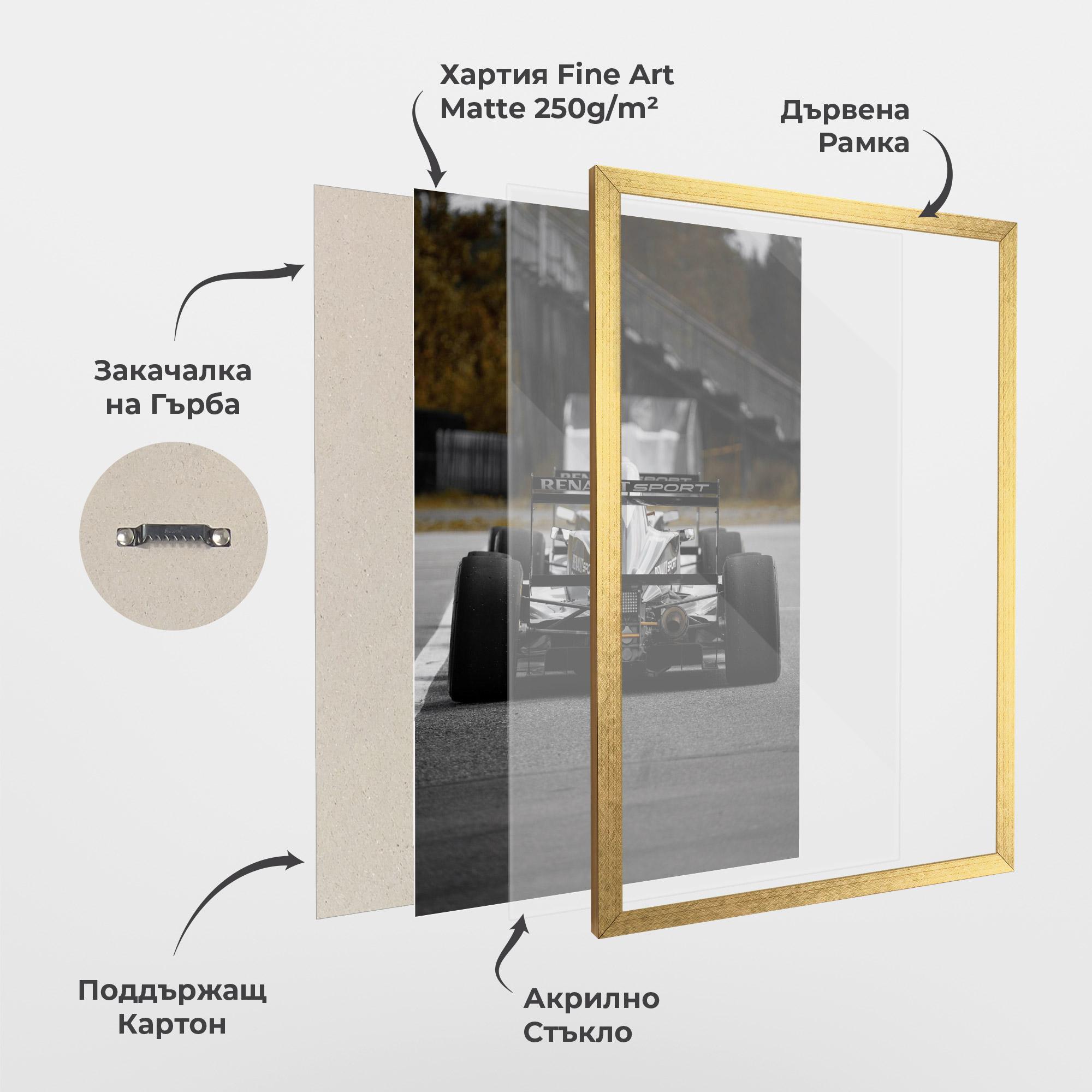 Рамкиран постер Grey F1 Car mockup 1