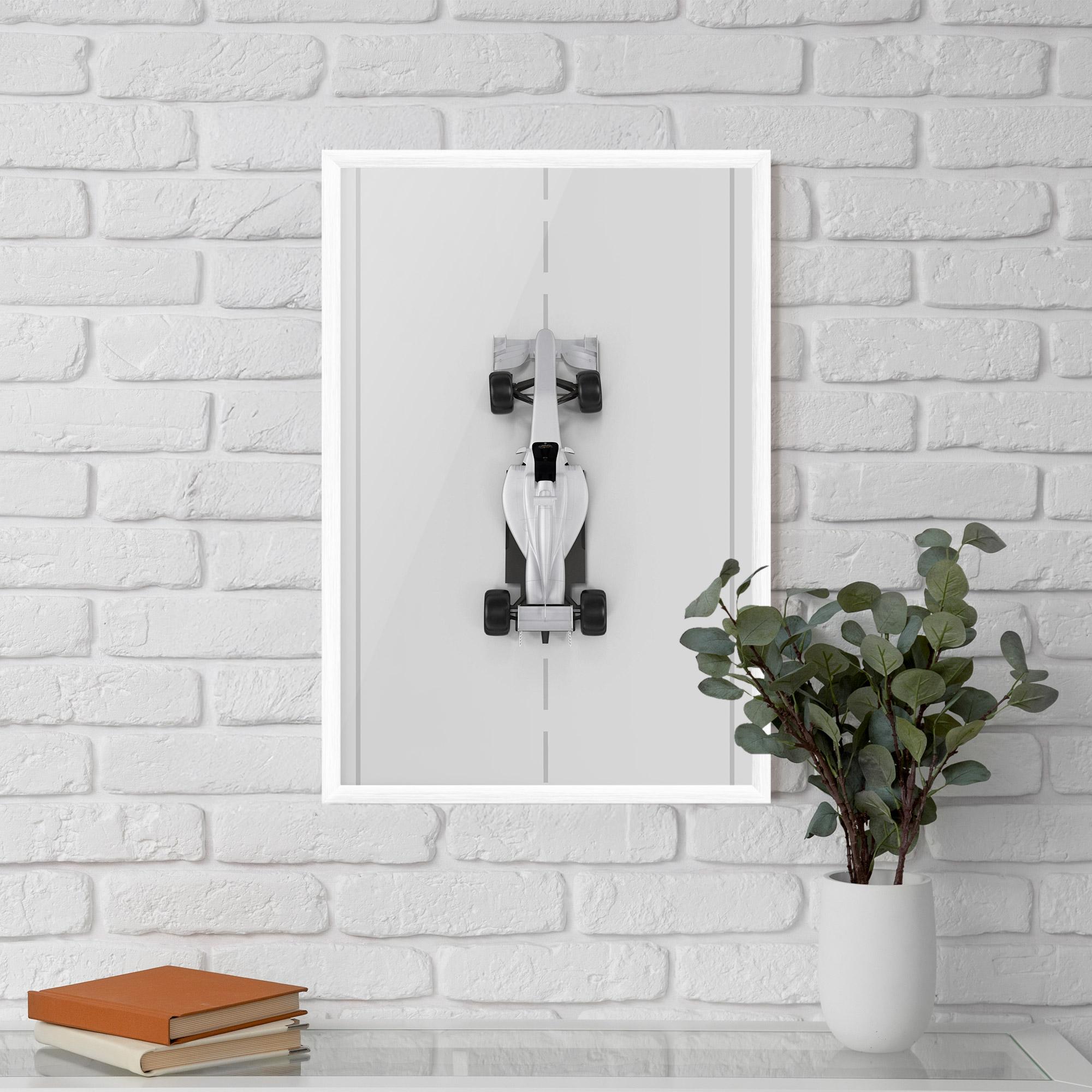 Рамкиран постер White Formula 1 mockup 5