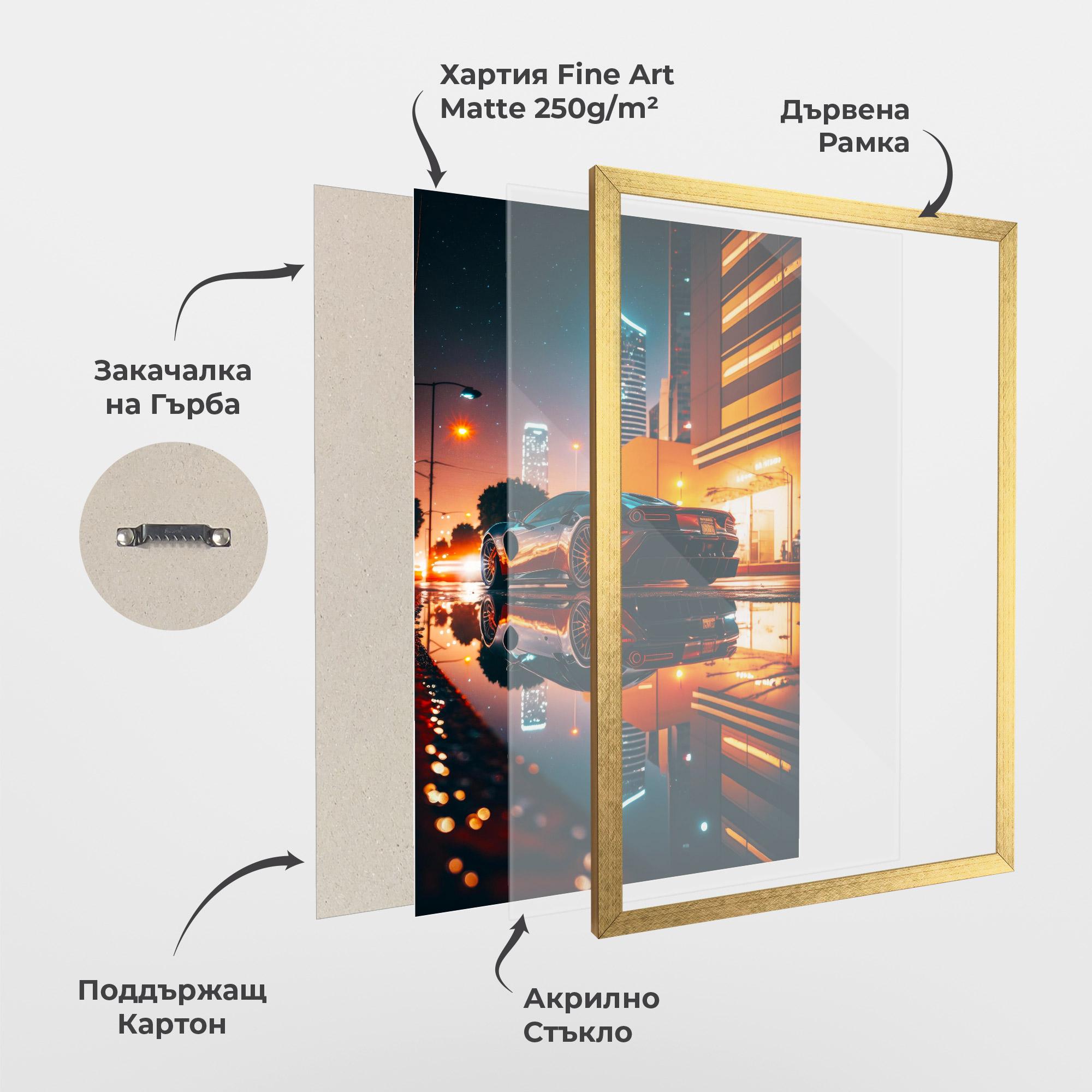 Рамкиран постер Rainy Sport Car mockup 1