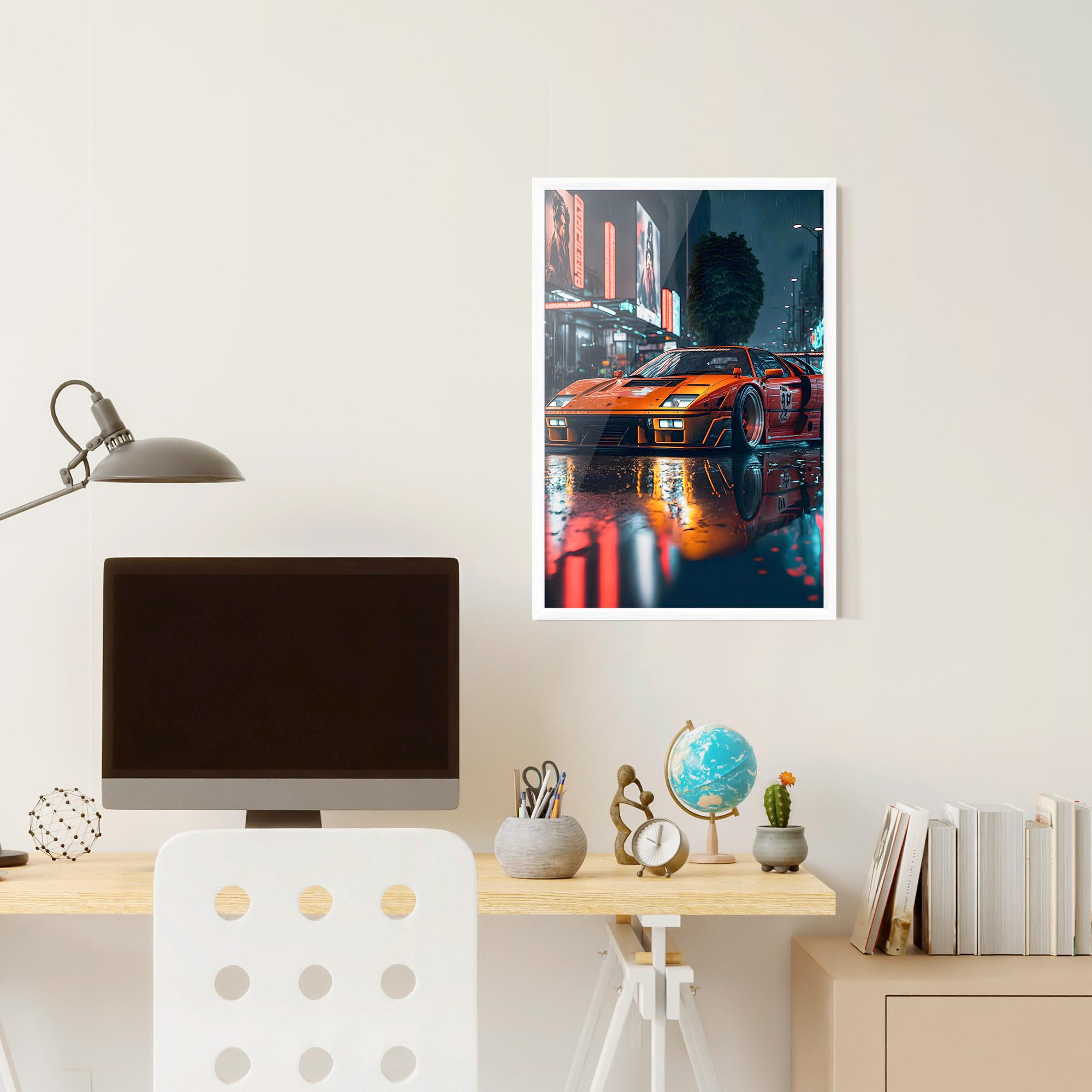 Рамкиран постер Orange Super Car mockup 6