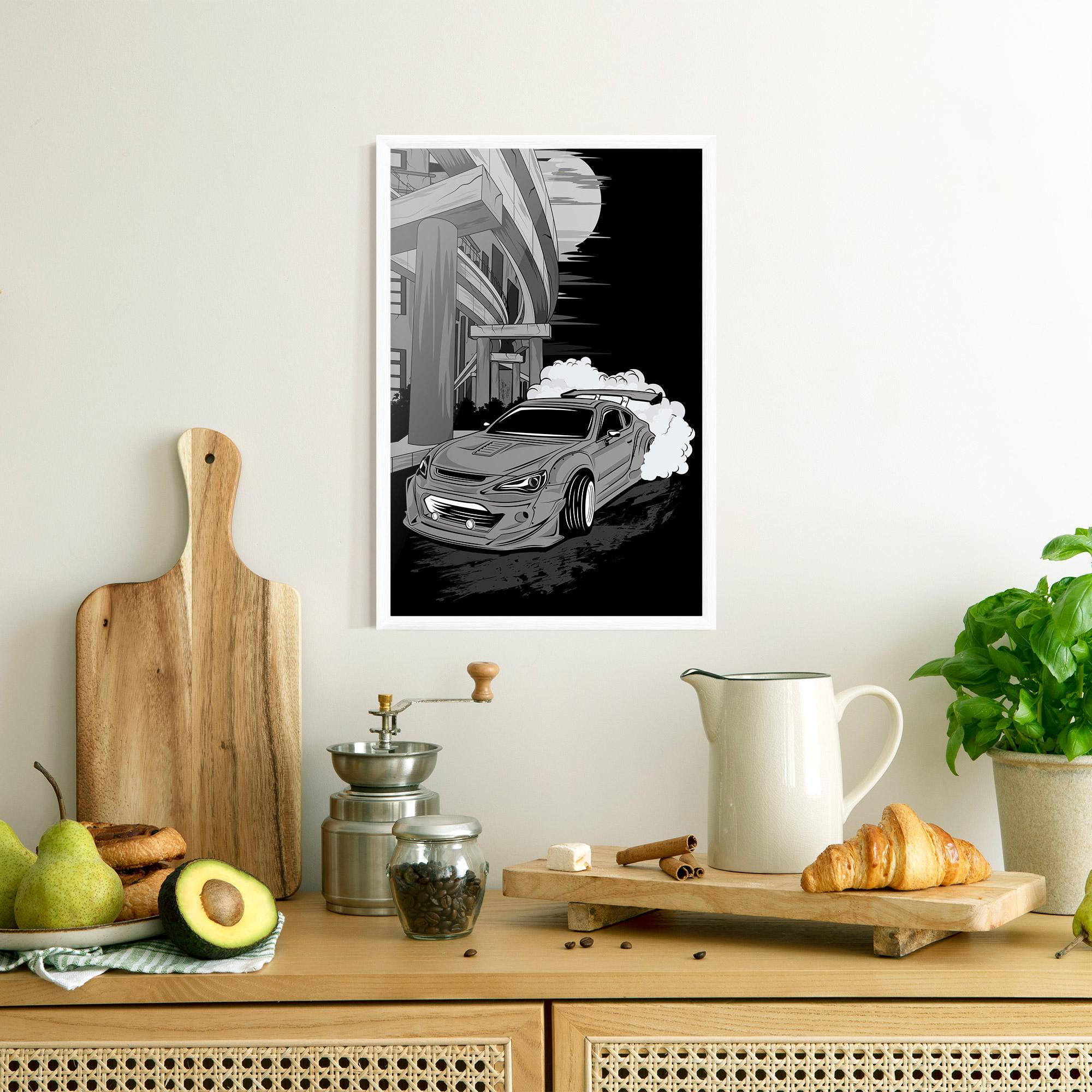 Рамкиран постер Grey Cool Car mockup 8