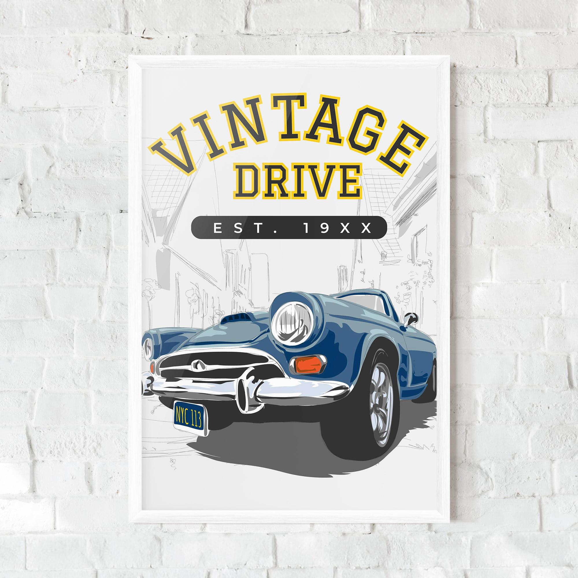 Рамкиран постер Vintage Drive mockup 0