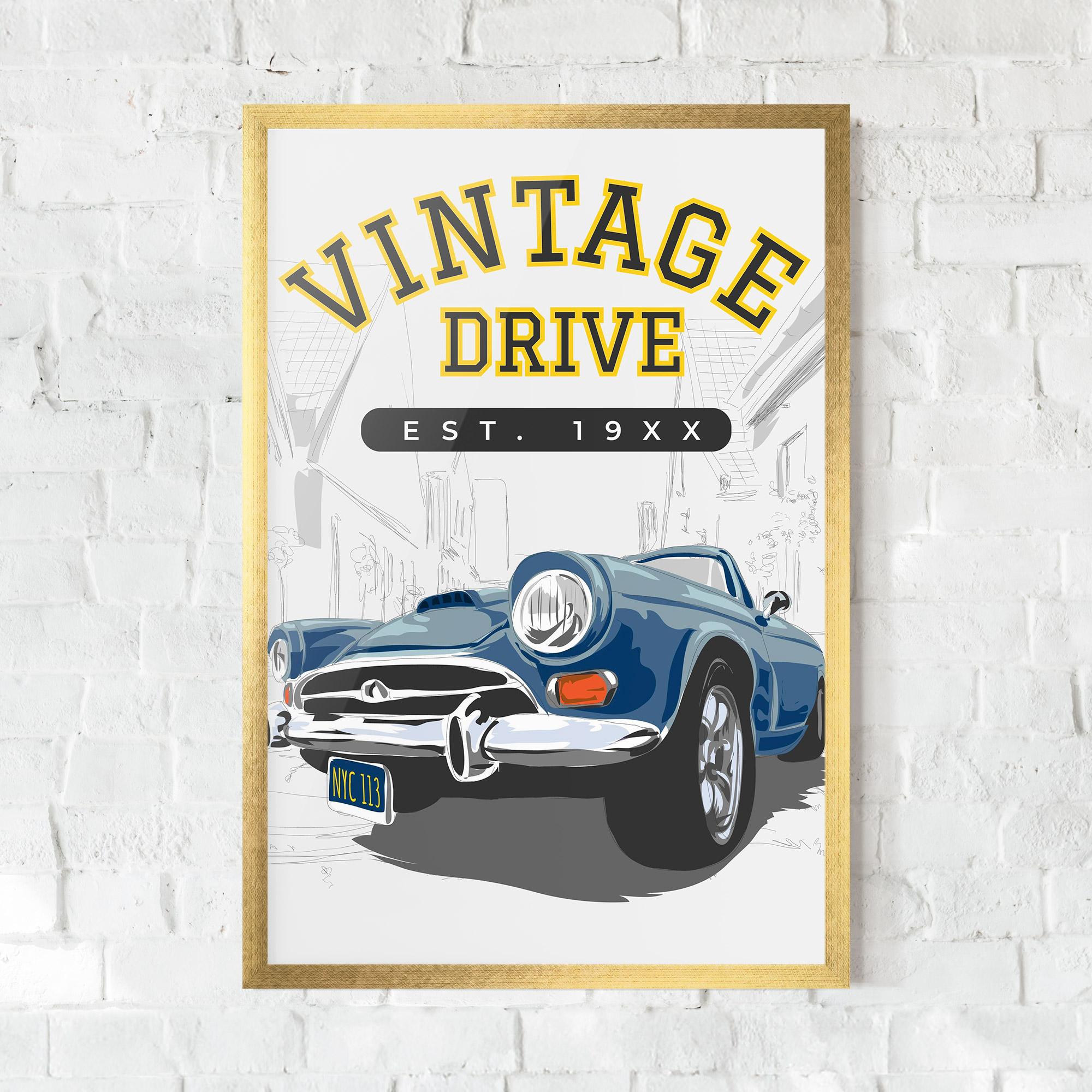 Рамкиран постер Vintage Drive mockup 0