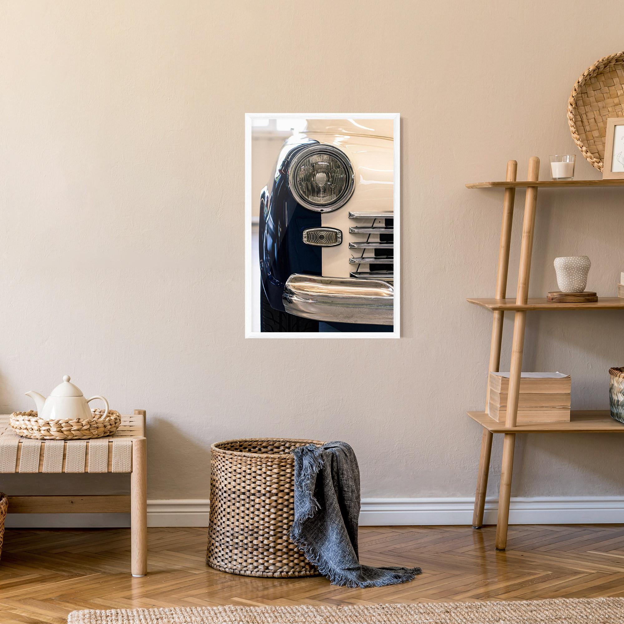 Рамкиран постер Blue White Car mockup 9