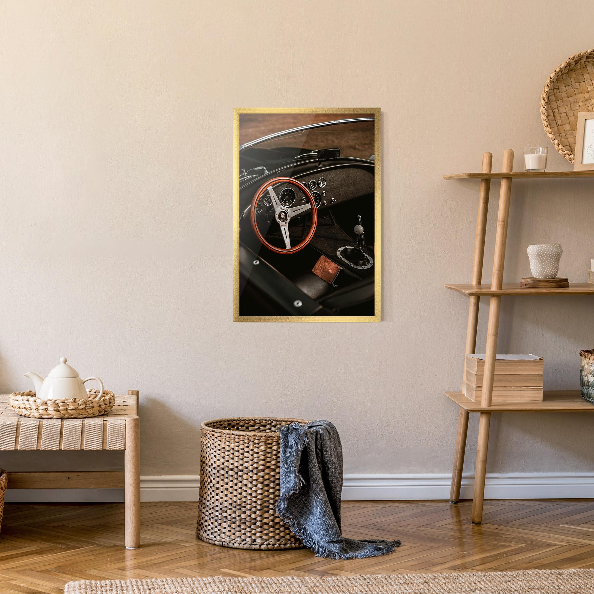 Рамкиран постер Orange Steering Wheel mockup 9