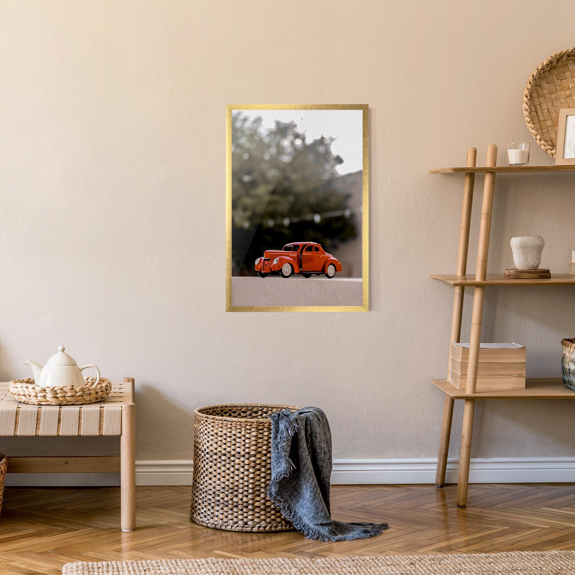 Рамкиран постер Orange Toy Car mockup 9